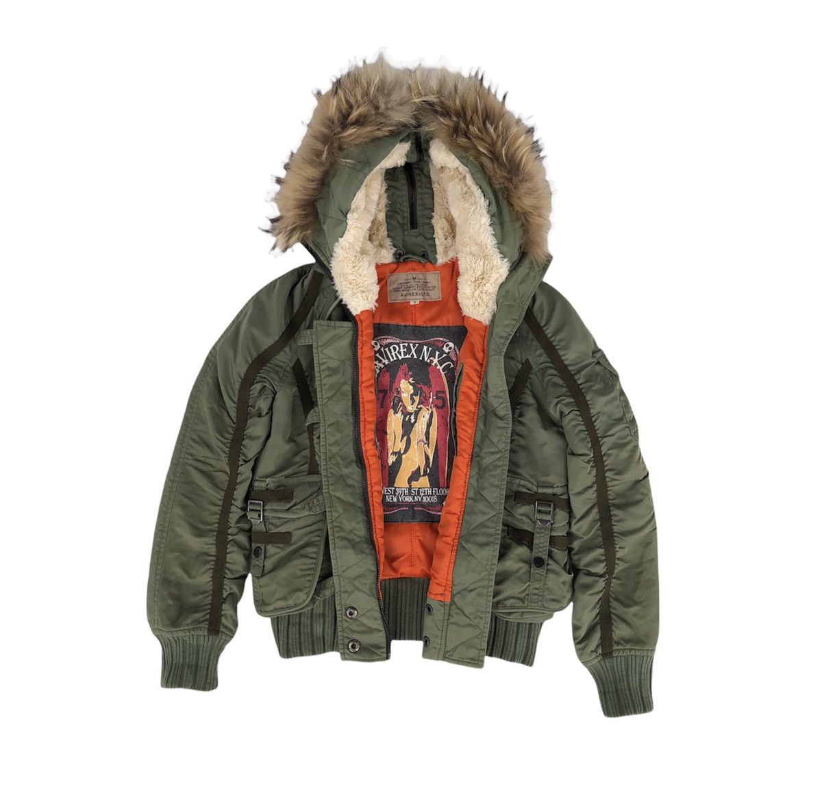 Avirex Flight Garment N-2B Hooded Short Nylon Bomber Jacket