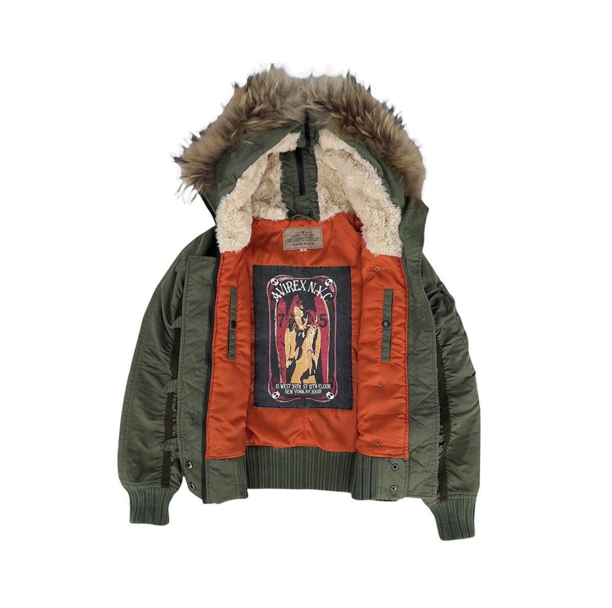 Avirex Flight Garment N-2B Hooded Short Nylon Bomber Jacket