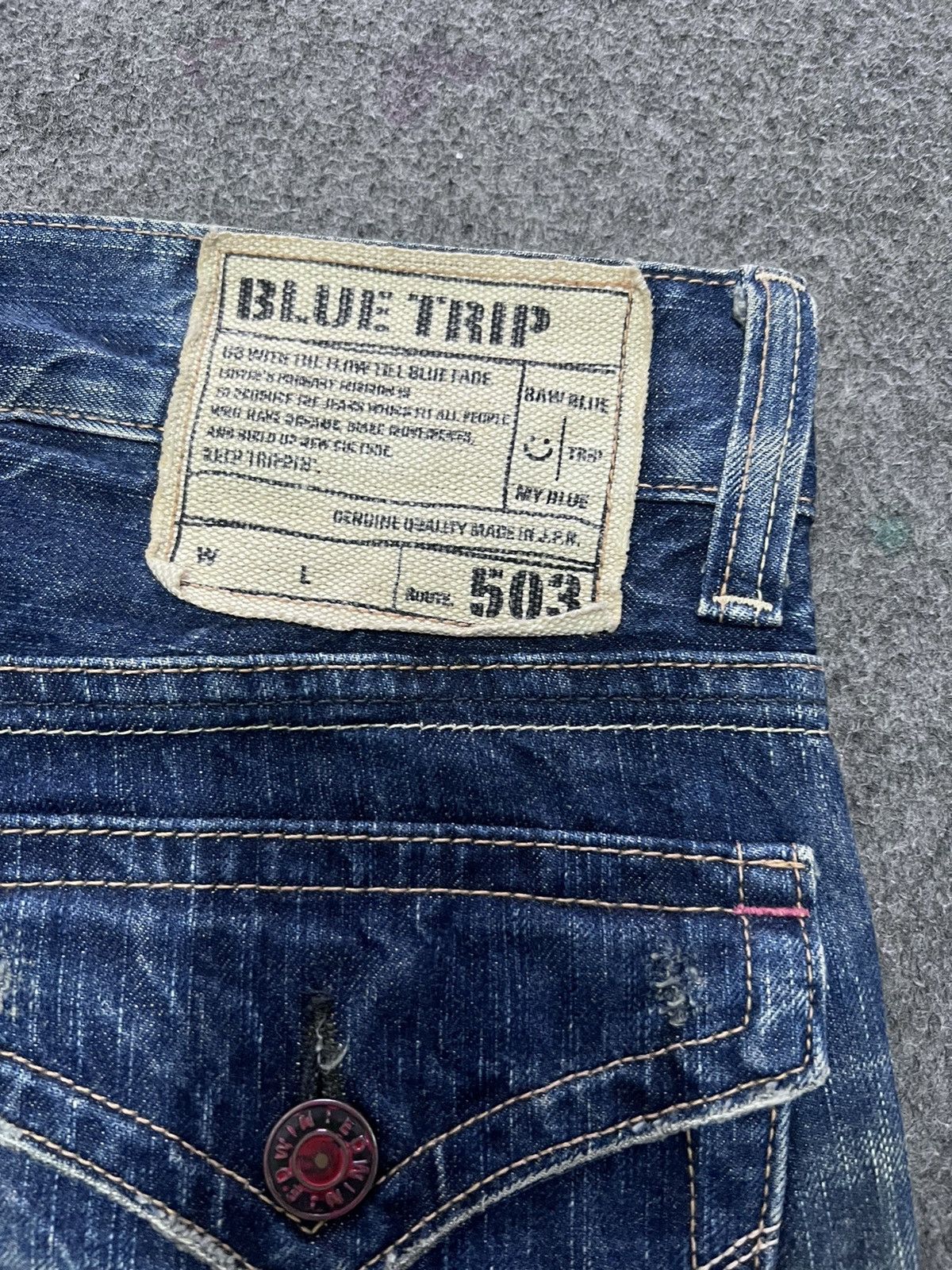 Edwin × Japanese Brand INSANE‼️FLARED🔥EDWIN 503 BLUE TRIP DISTRESSED DENIM PANTS Size US 34 / EU 50 - 7 Thumbnail