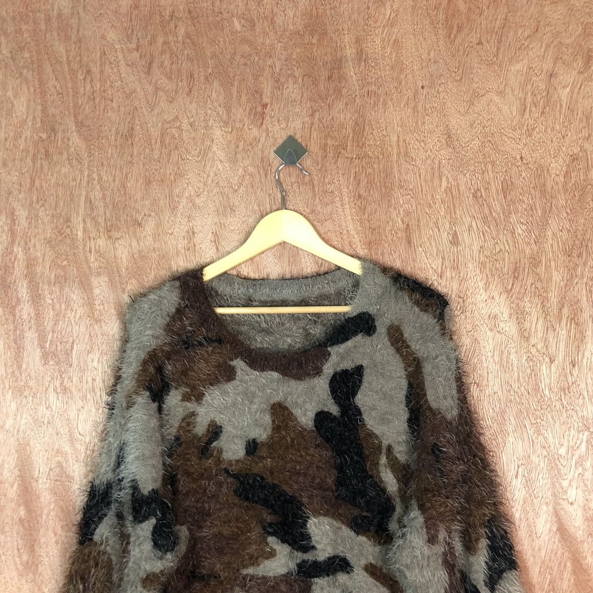 Japanese Brand DL Decides Camo Shag Shaggy Fur Mohair Knitwear #6667 Size US M / EU 48-50 / 2 - 2 Thumbnail