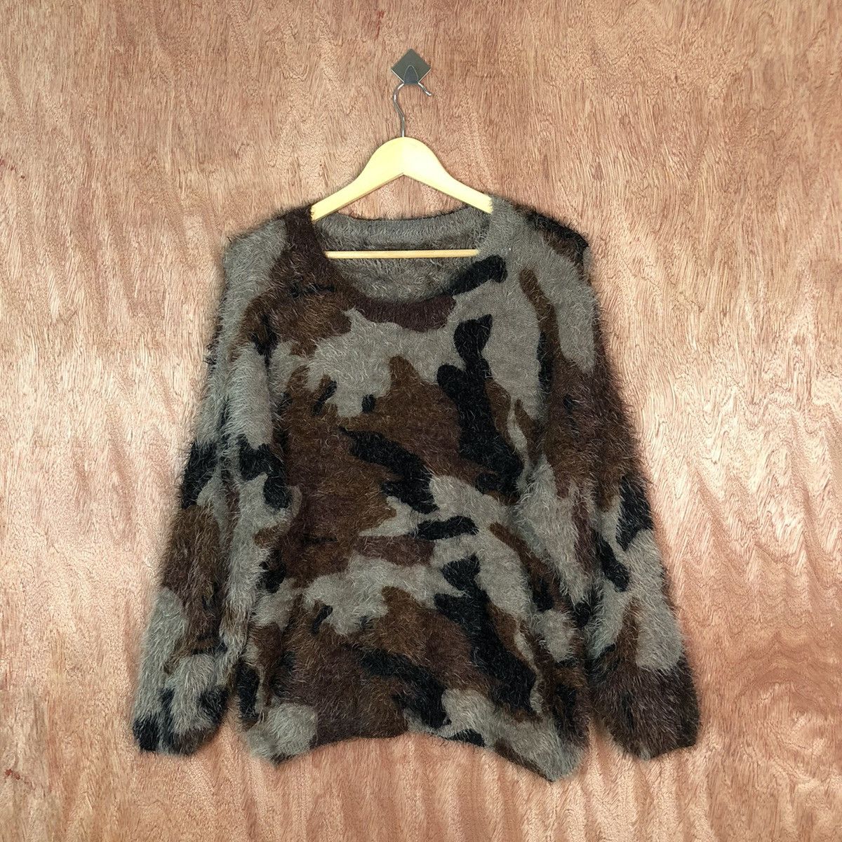 DL Decides Camo Shag Shaggy Fur Mohair Knitwear #6667
