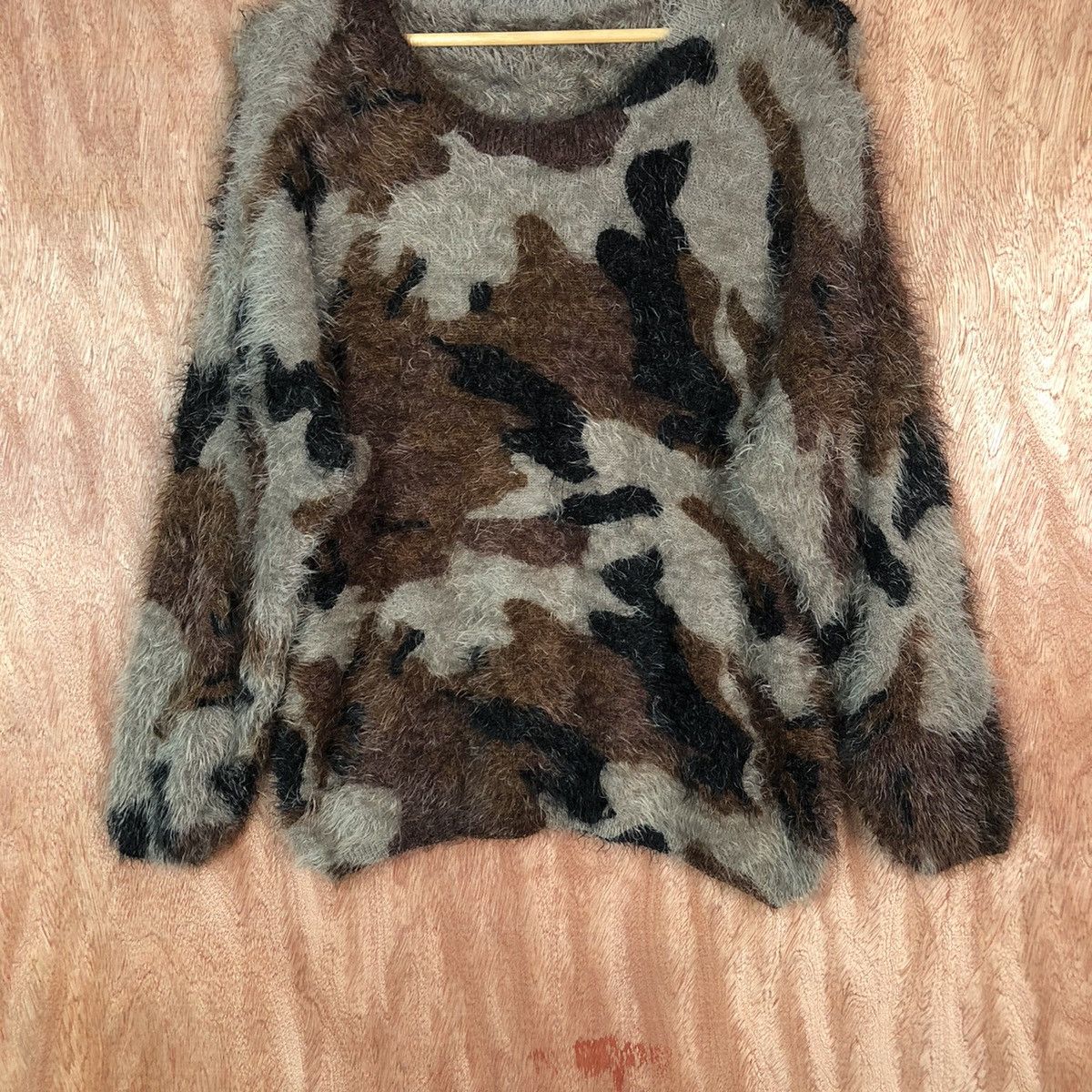 Japanese Brand DL Decides Camo Shag Shaggy Fur Mohair Knitwear #6667 Size US M / EU 48-50 / 2 - 3 Thumbnail