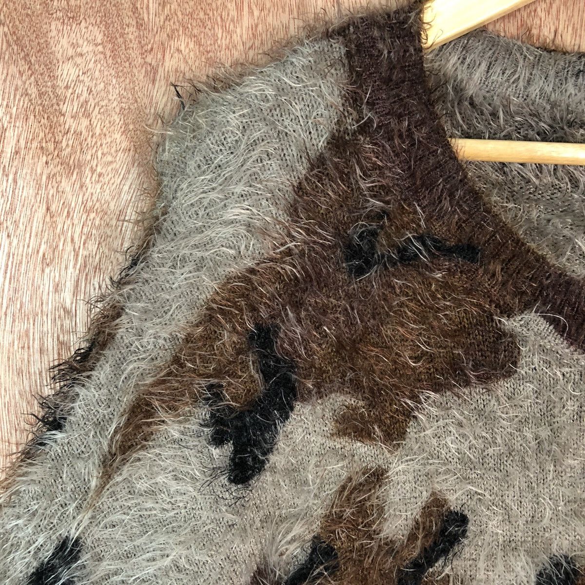 Japanese Brand DL Decides Camo Shag Shaggy Fur Mohair Knitwear #6667 Size US M / EU 48-50 / 2 - 6 Thumbnail
