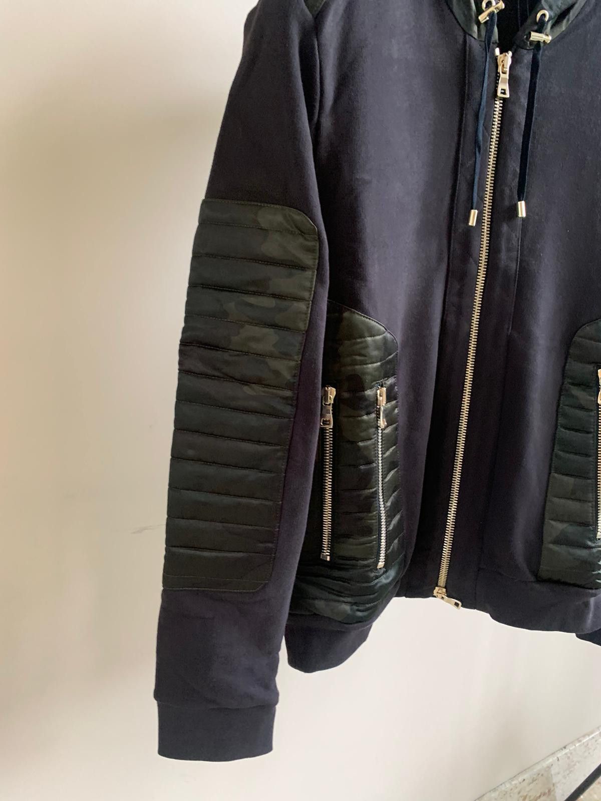 Balmain Biker Zip Up Hooded Sweater With Nylon Contrast Size US M / EU 48-50 / 2 - 5 Thumbnail