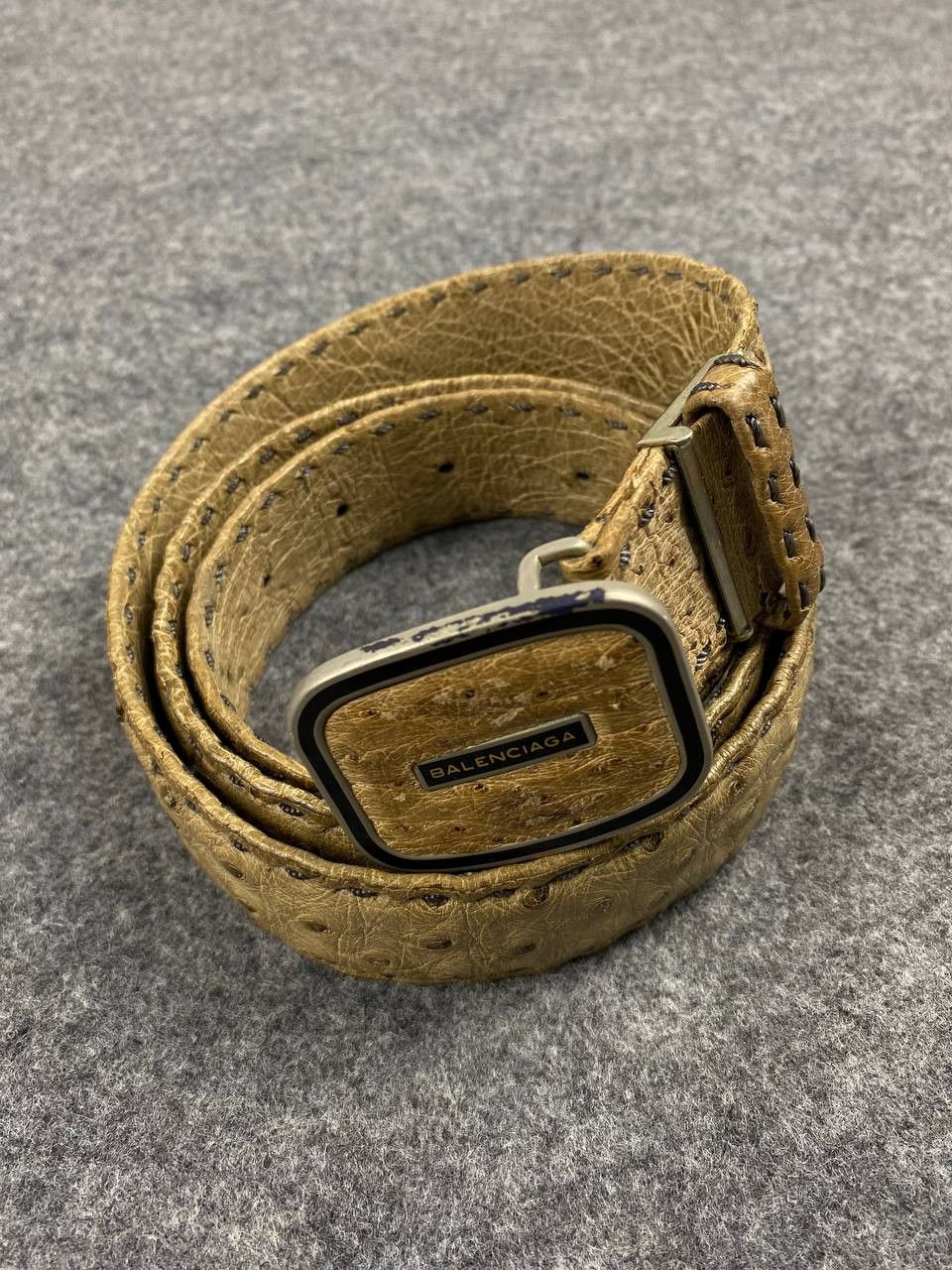 Balenciaga × Designer vintage balenciaga ostrich leather belt nice design Size 42 - 1 Thumbnail