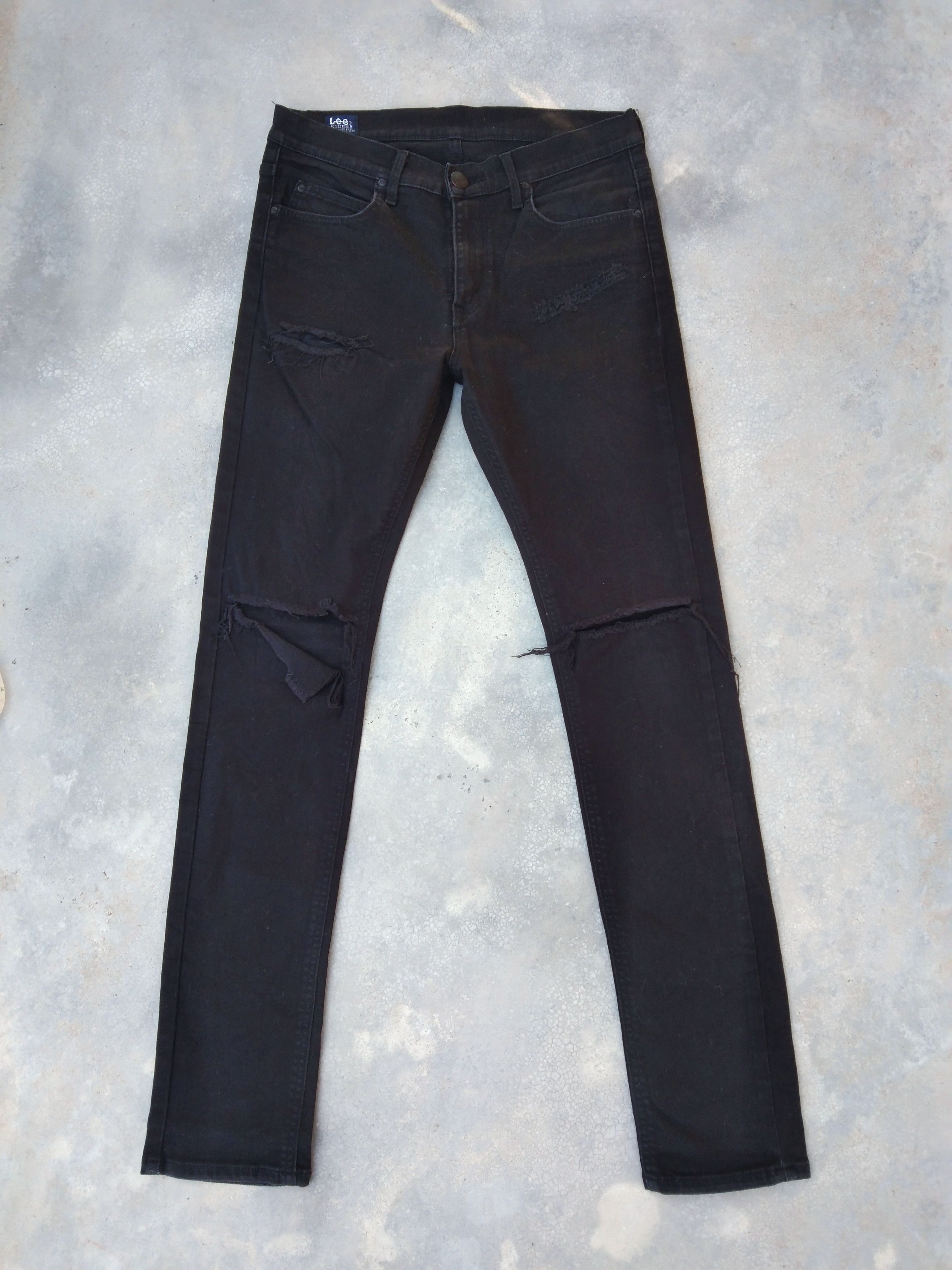 Lee Vintage Ripped Distressed Black Lee Skinny Pants 29x30 Size US 29 - 1 Thumbnail