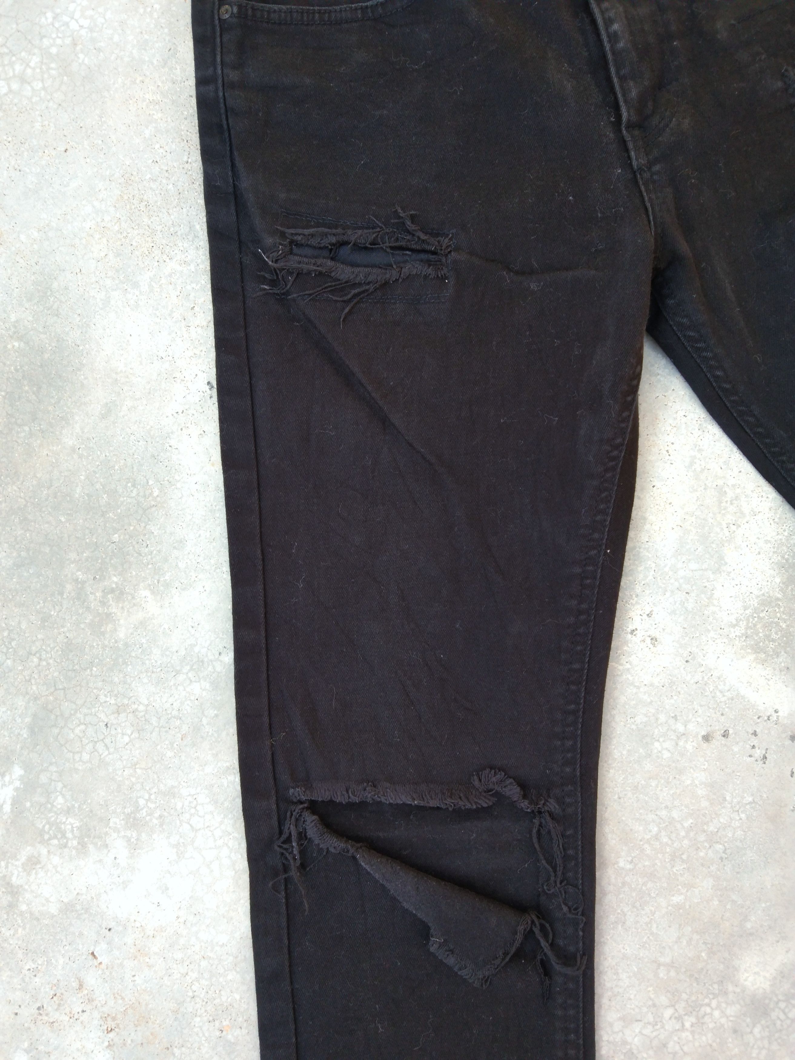 Lee Vintage Ripped Distressed Black Lee Skinny Pants 29x30 Size US 29 - 5 Thumbnail