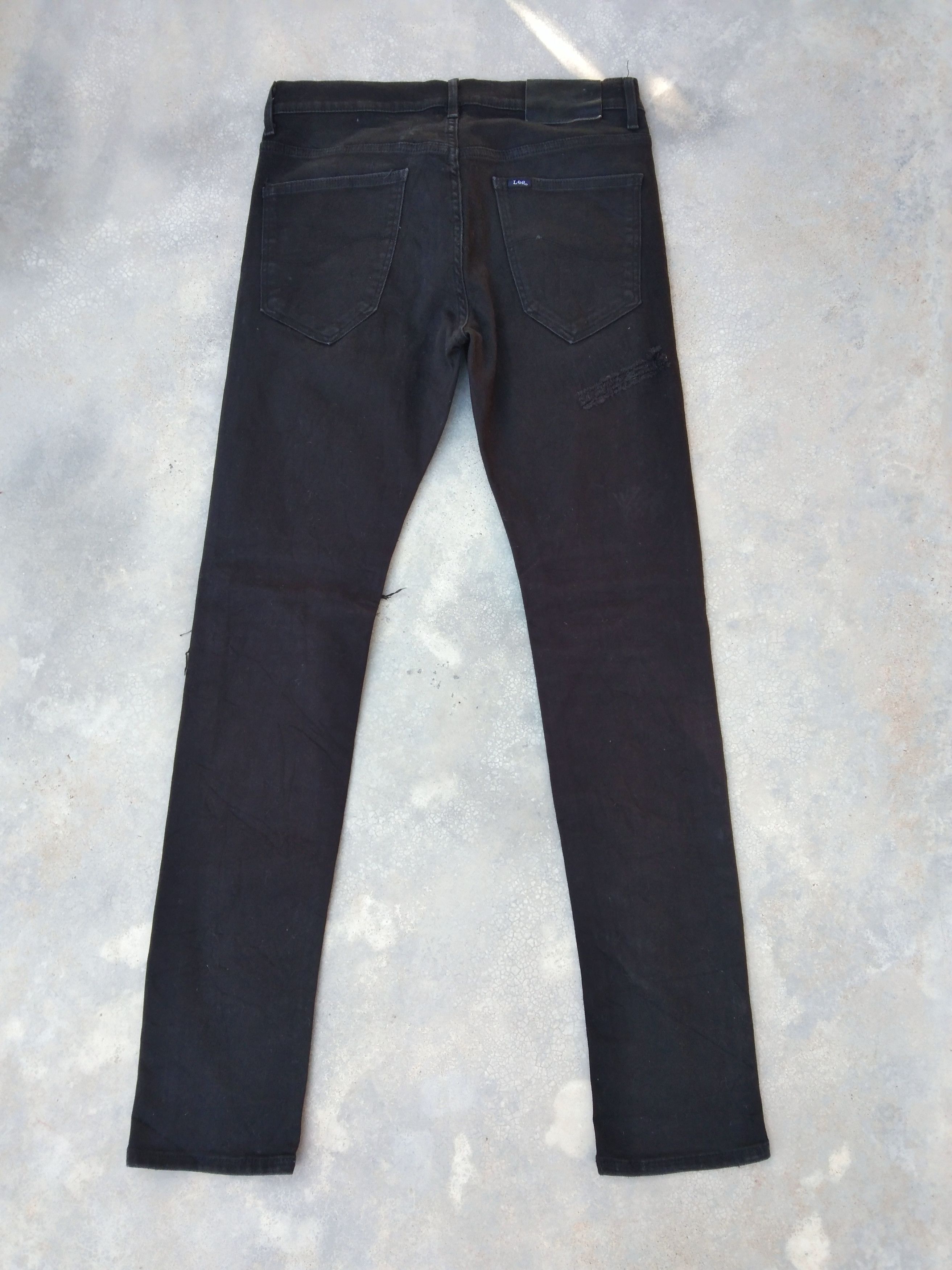 Lee Vintage Ripped Distressed Black Lee Skinny Pants 29x30 Size US 29 - 2 Thumbnail