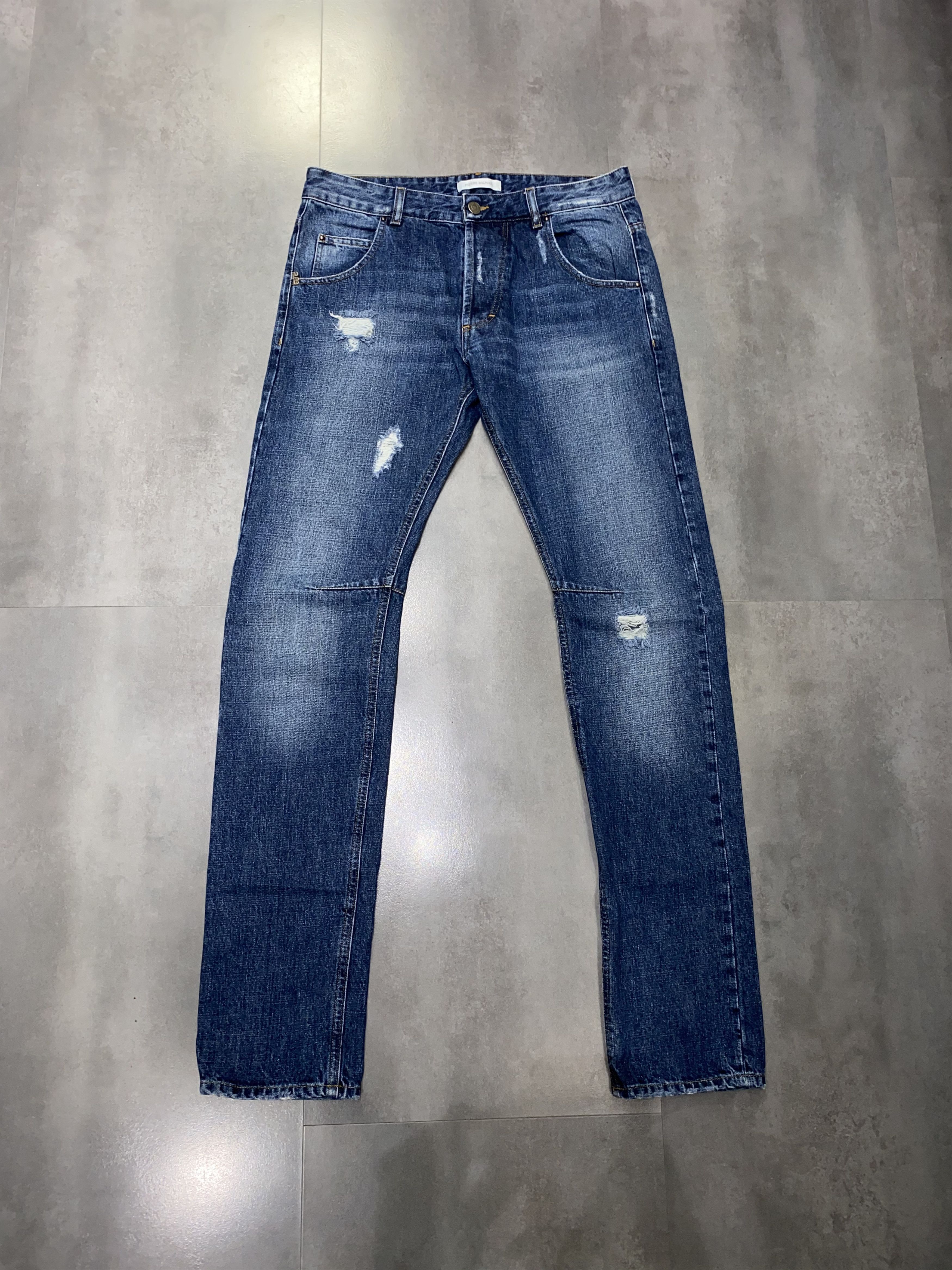 Balmain Pierre Balmain Distressed Indigo Biker Denim Pants Size US 34 / EU 50 - 7 Thumbnail