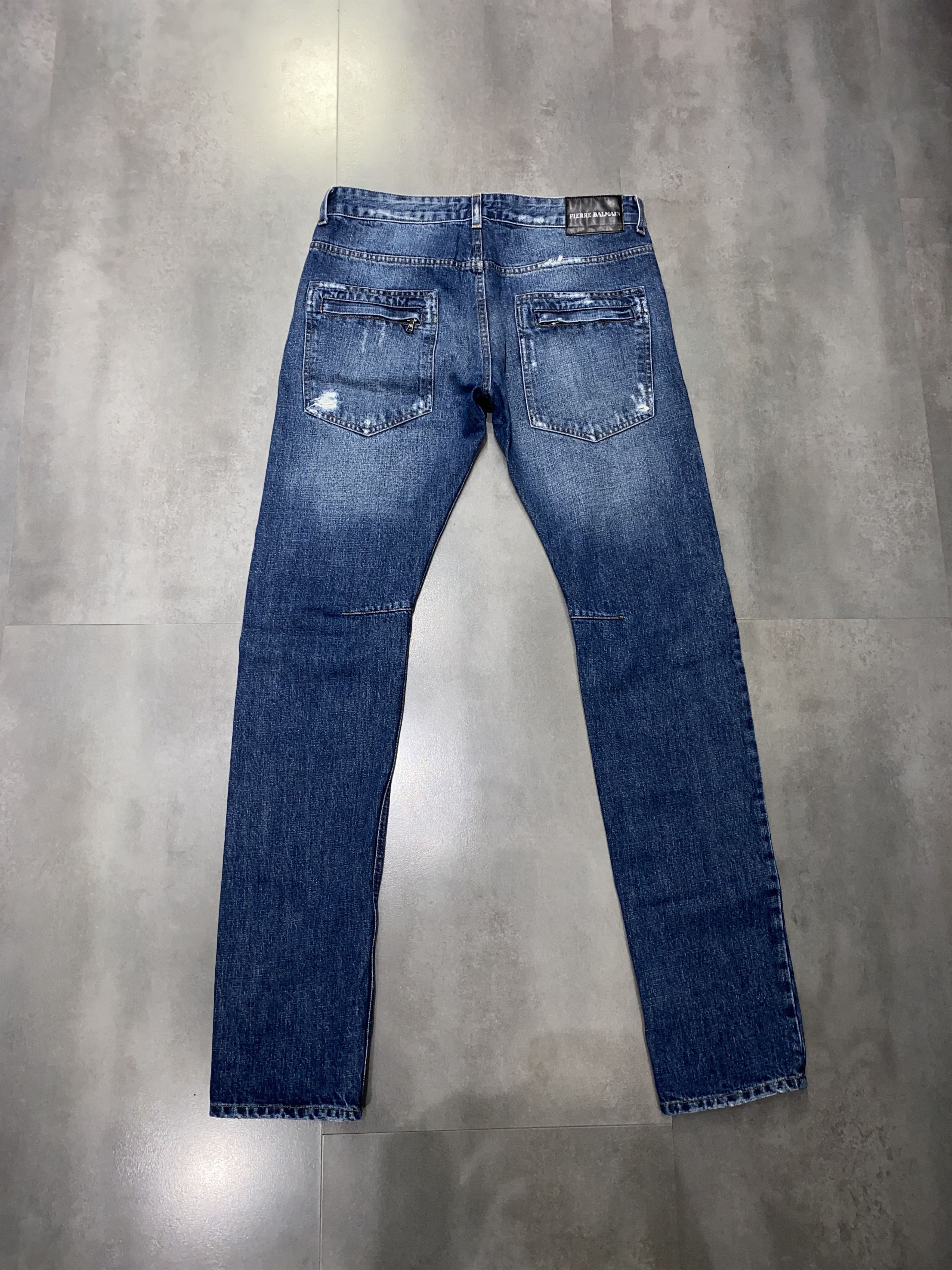 Balmain Pierre Balmain Distressed Indigo Biker Denim Pants Size US 34 / EU 50 - 12 Thumbnail