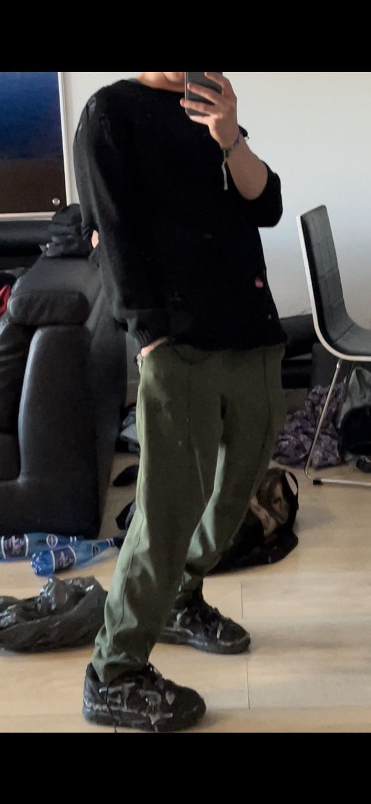 image of Needles Butterfly Logo Swamp Green Thin Sweatpants Joggers, Men's (Size 32)