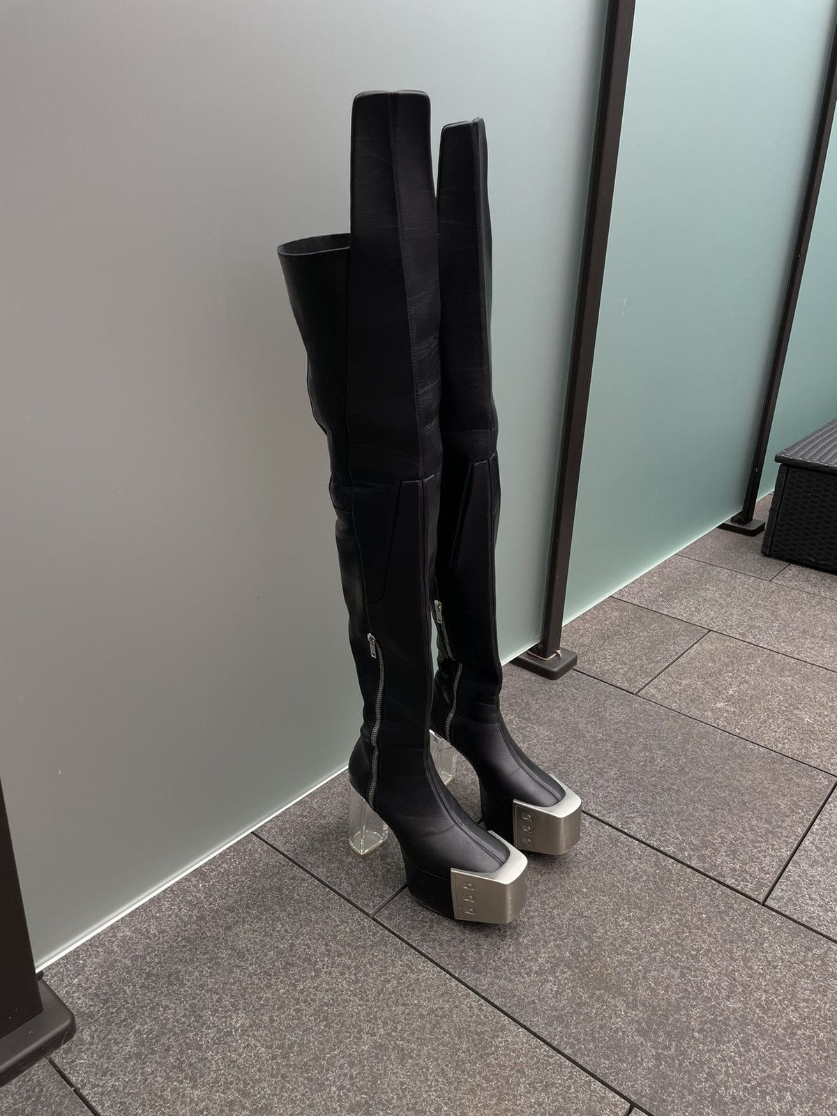 Rick Owens Thigh High Kiss Boots/Waders/Heels