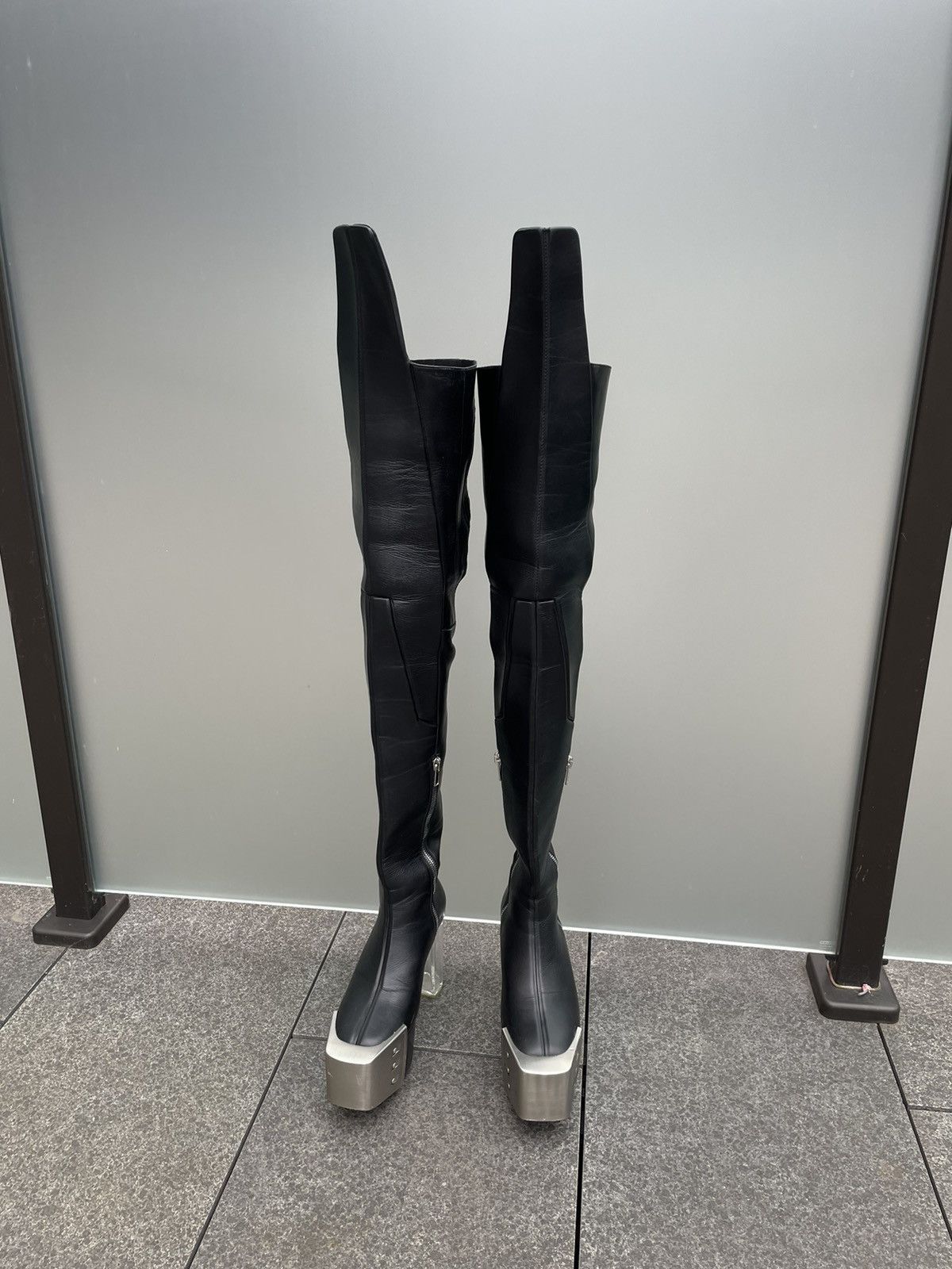 Rick Owens Thigh High Kiss Boots/Waders/Heels