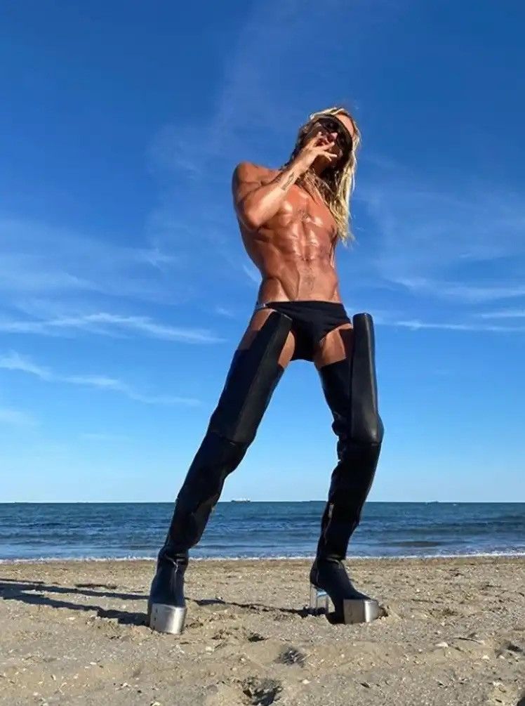 Rick Owens Thigh High Kiss Boots/Waders/Heels