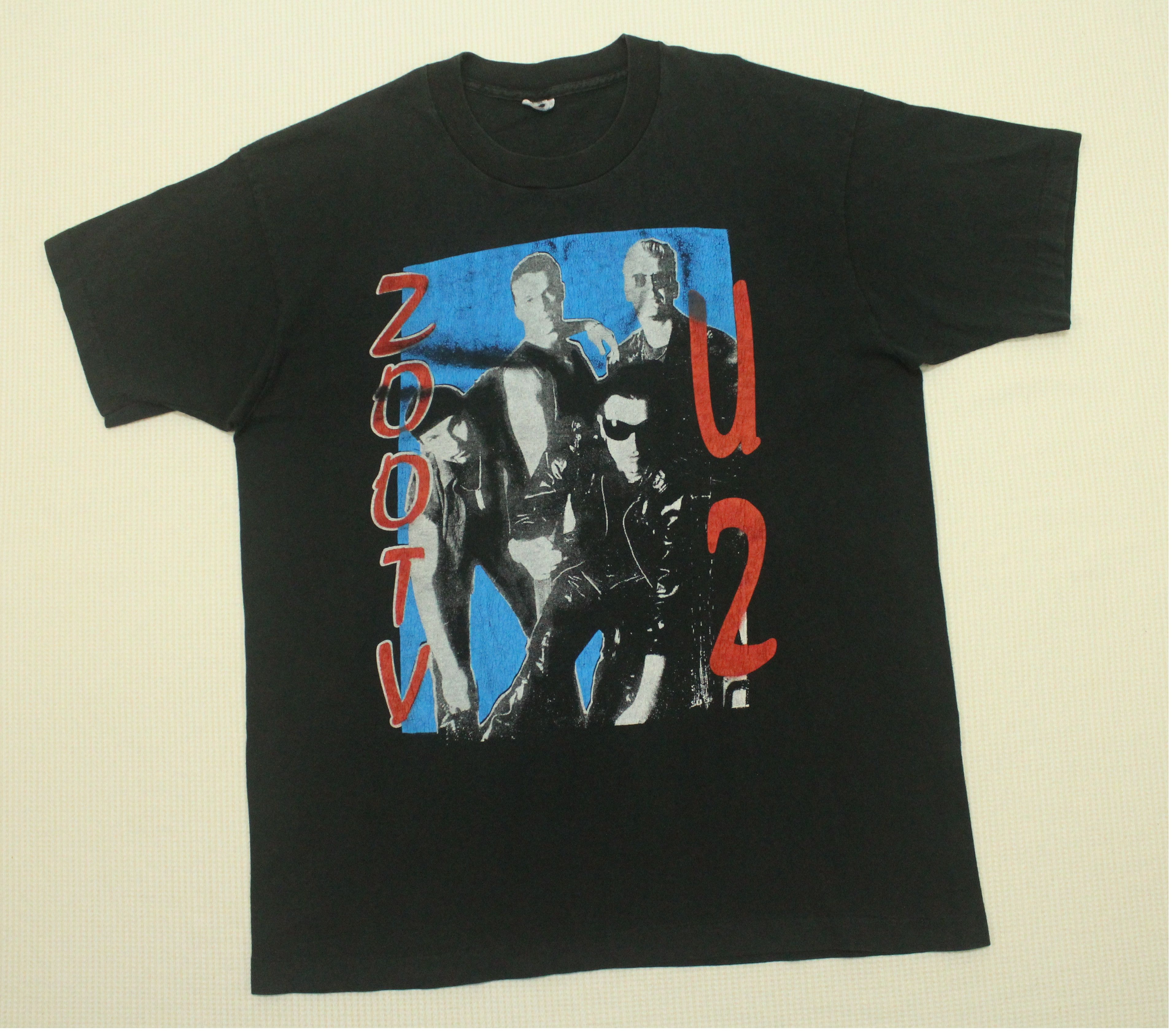 Band Tees Vintage 90s U2 T Shirt ZOO TV Tour 92 Faded Distressed Size US XL / EU 56 / 4 - 2 Thumbnail