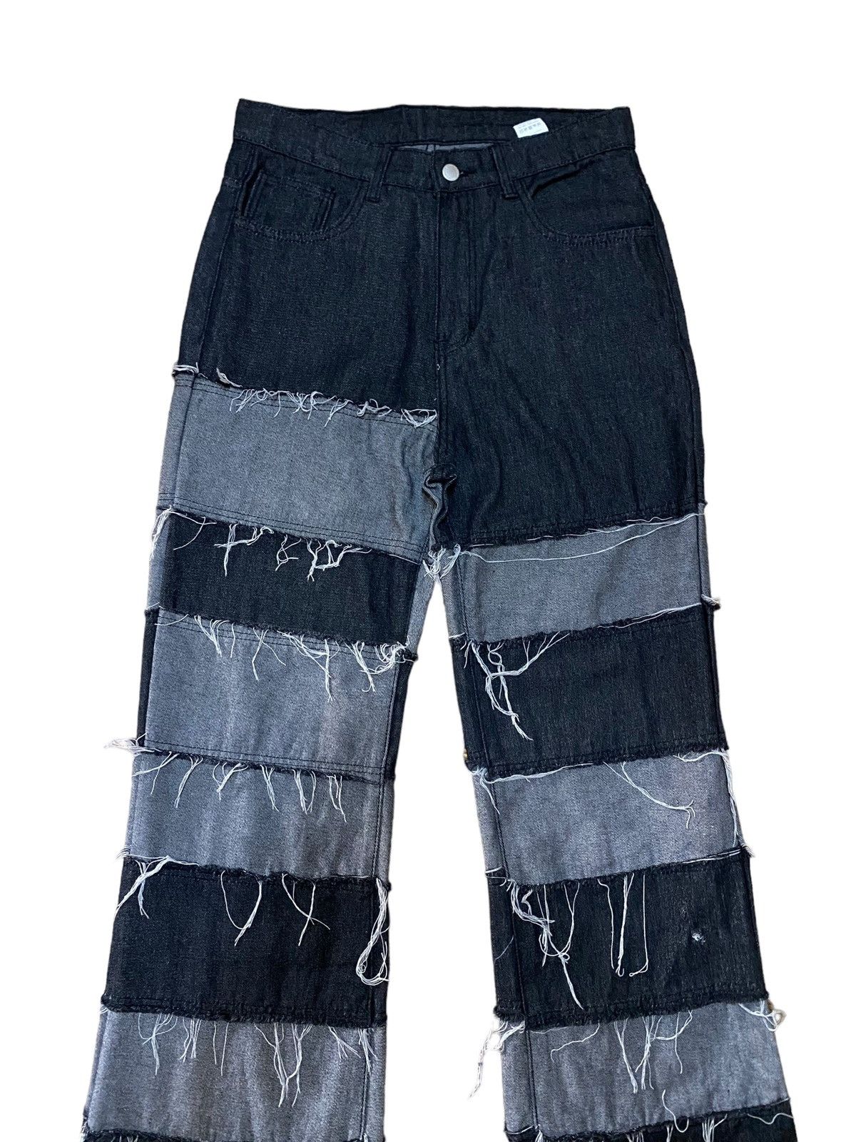 Japanese Brand 💥Japanese Shein Patchwork Hagi Black Denim Size US 31 - 6 Thumbnail