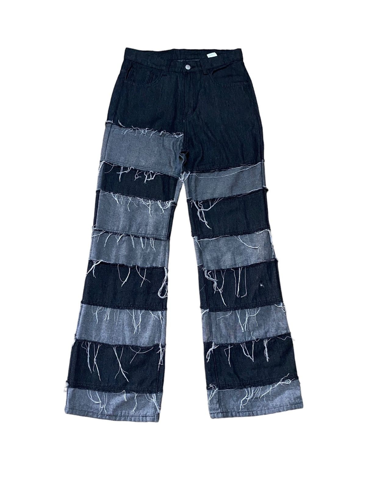 Japanese Brand 💥Japanese Shein Patchwork Hagi Black Denim Size US 31 - 3 Thumbnail