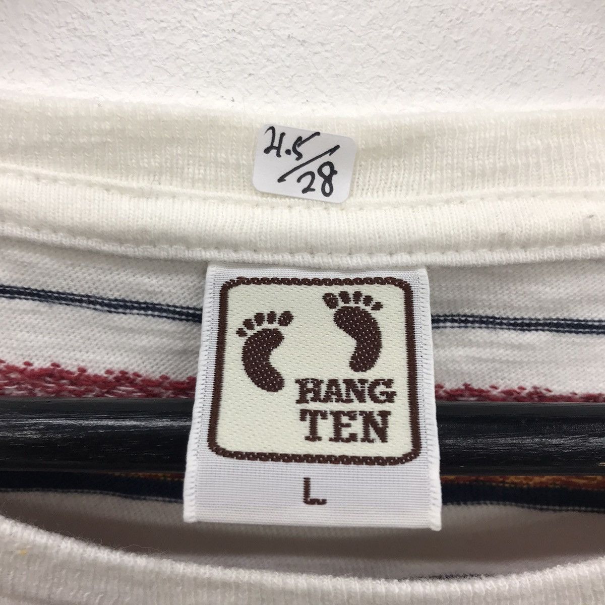 Hang Ten × Vintage *Rare!! Vintage Surf Tee Hang Ten Stripe Small Logo Size US L / EU 52-54 / 3 - 10 Thumbnail