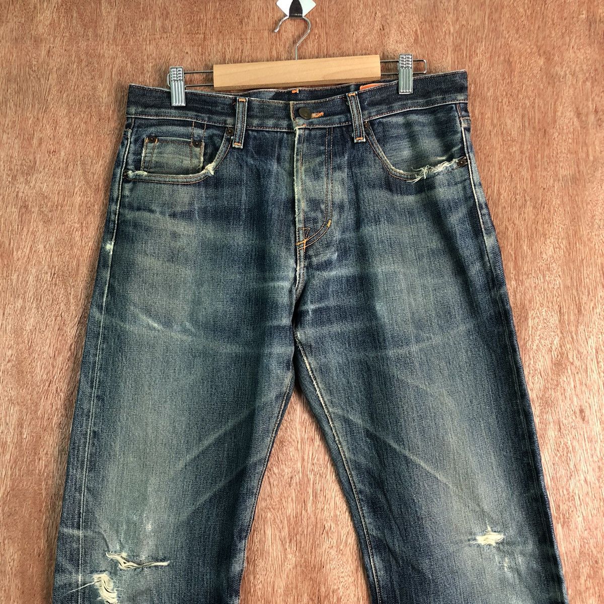 Jean Shop DLL Jean Shop Blue distressed Denim Jeans Pants #c262 Size US 31 - 2 Thumbnail