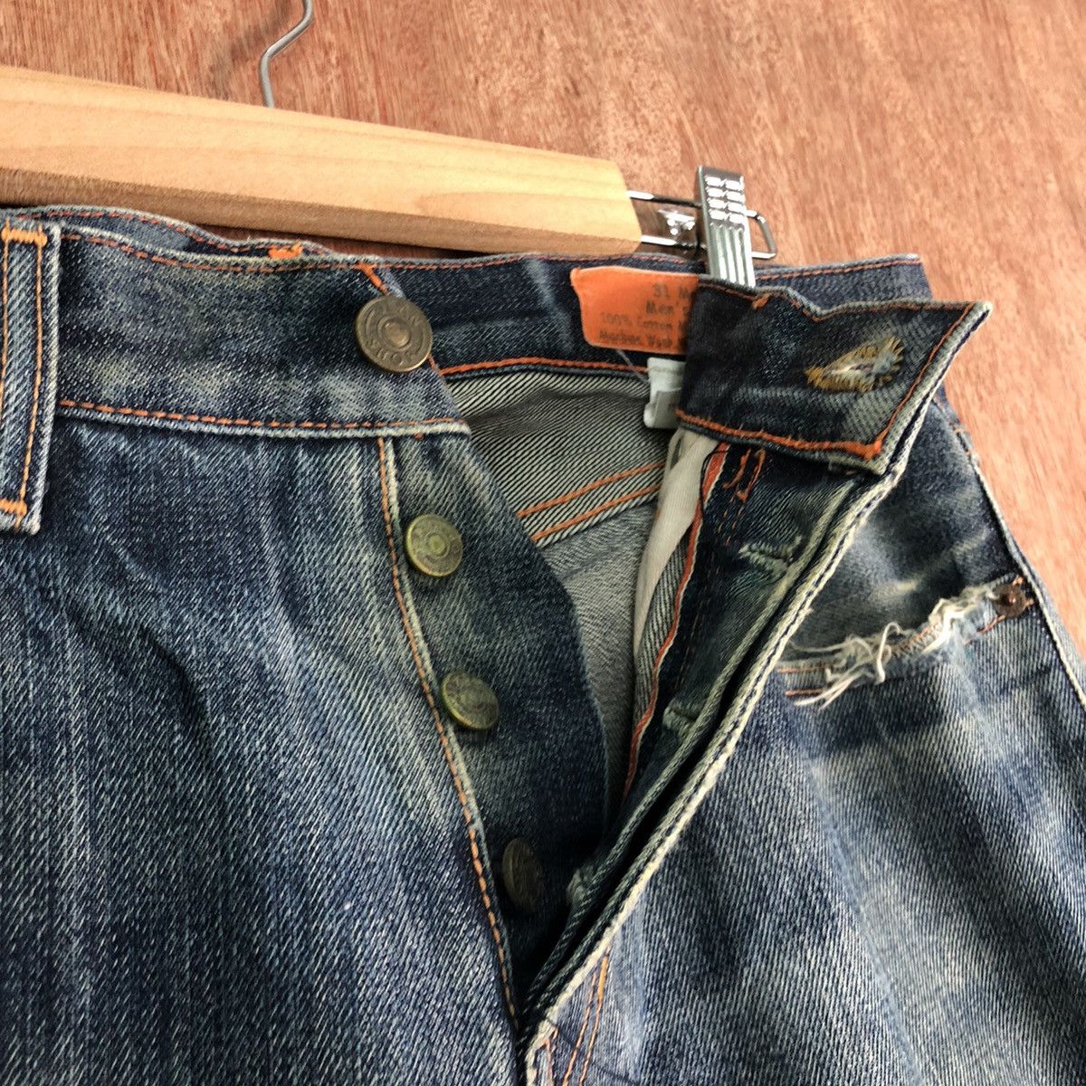 Jean Shop DLL Jean Shop Blue distressed Denim Jeans Pants #c262 Size US 31 - 8 Thumbnail