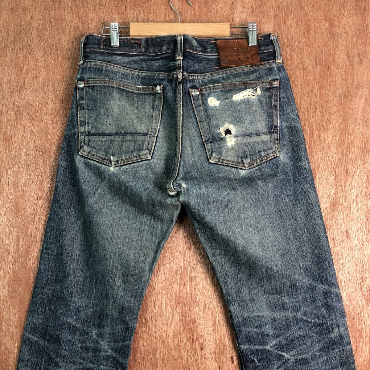 Jean Shop DLL Jean Shop Blue distressed Denim Jeans Pants #c262 Size US 31 - 10 Thumbnail