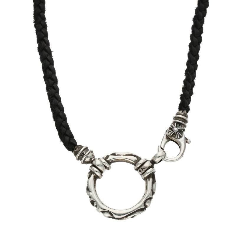 image of Chrome Hearts Ring Scroll Necklace in Silver, Men's