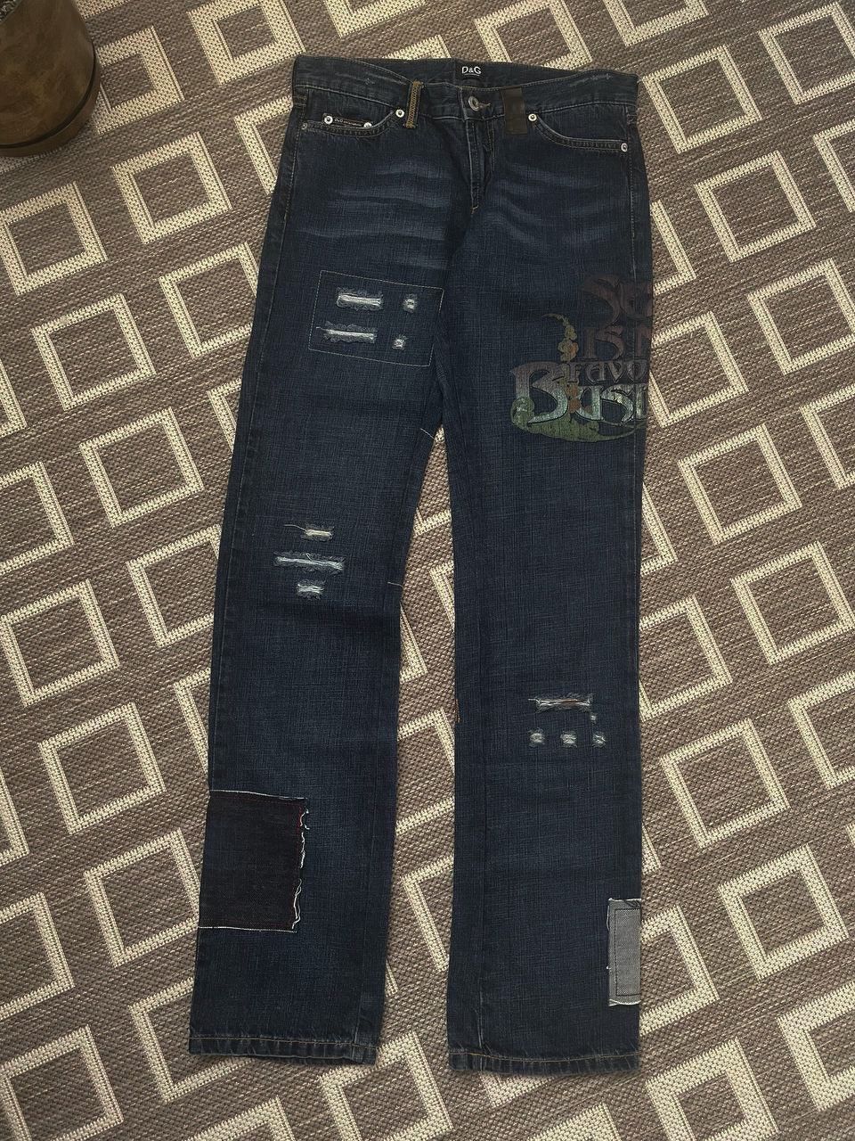 Pre-owned Dolce & Gabbana D&g Ss04 Sex Is My Favourite Business Patchwork Denim Pants In Blue