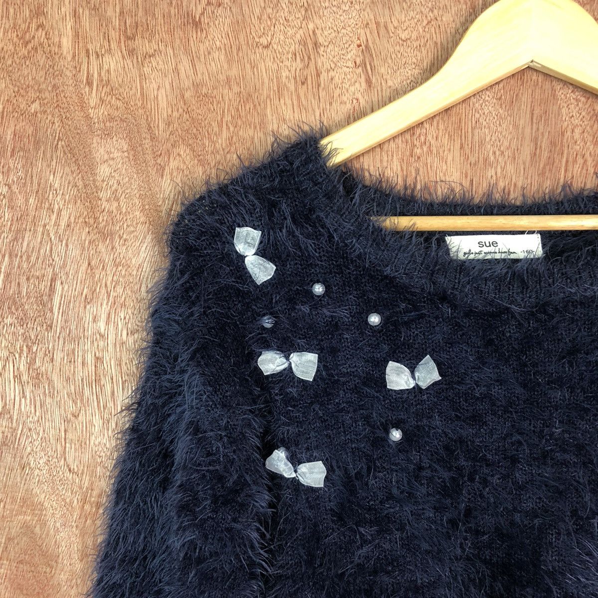 Homespun Knitwear SUE Dark Blue Shag Shaggy Fur Mohair Knitwear #6666 Size S / US 4 / IT 40 - 6 Thumbnail