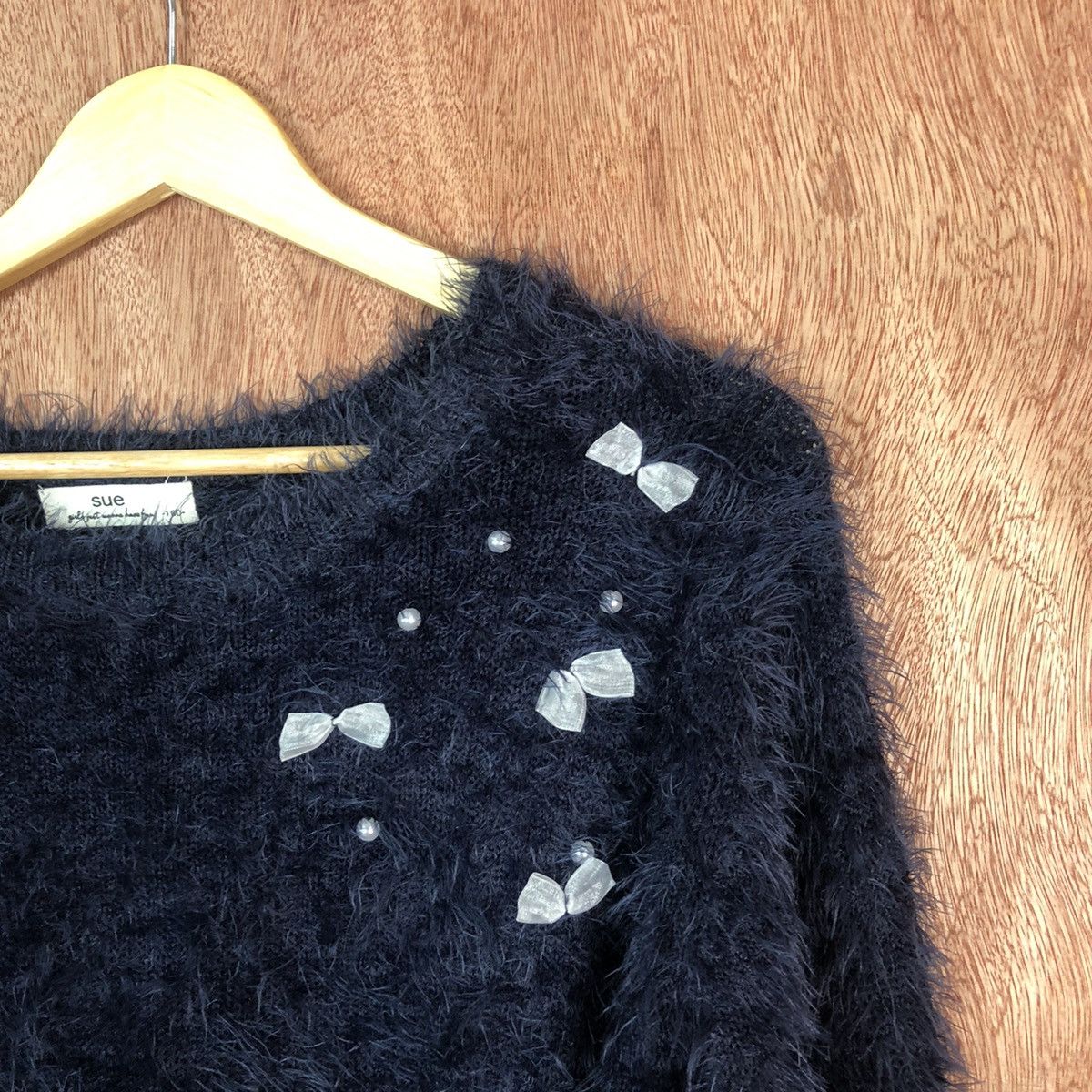 Homespun Knitwear SUE Dark Blue Shag Shaggy Fur Mohair Knitwear #6666 Size S / US 4 / IT 40 - 7 Thumbnail