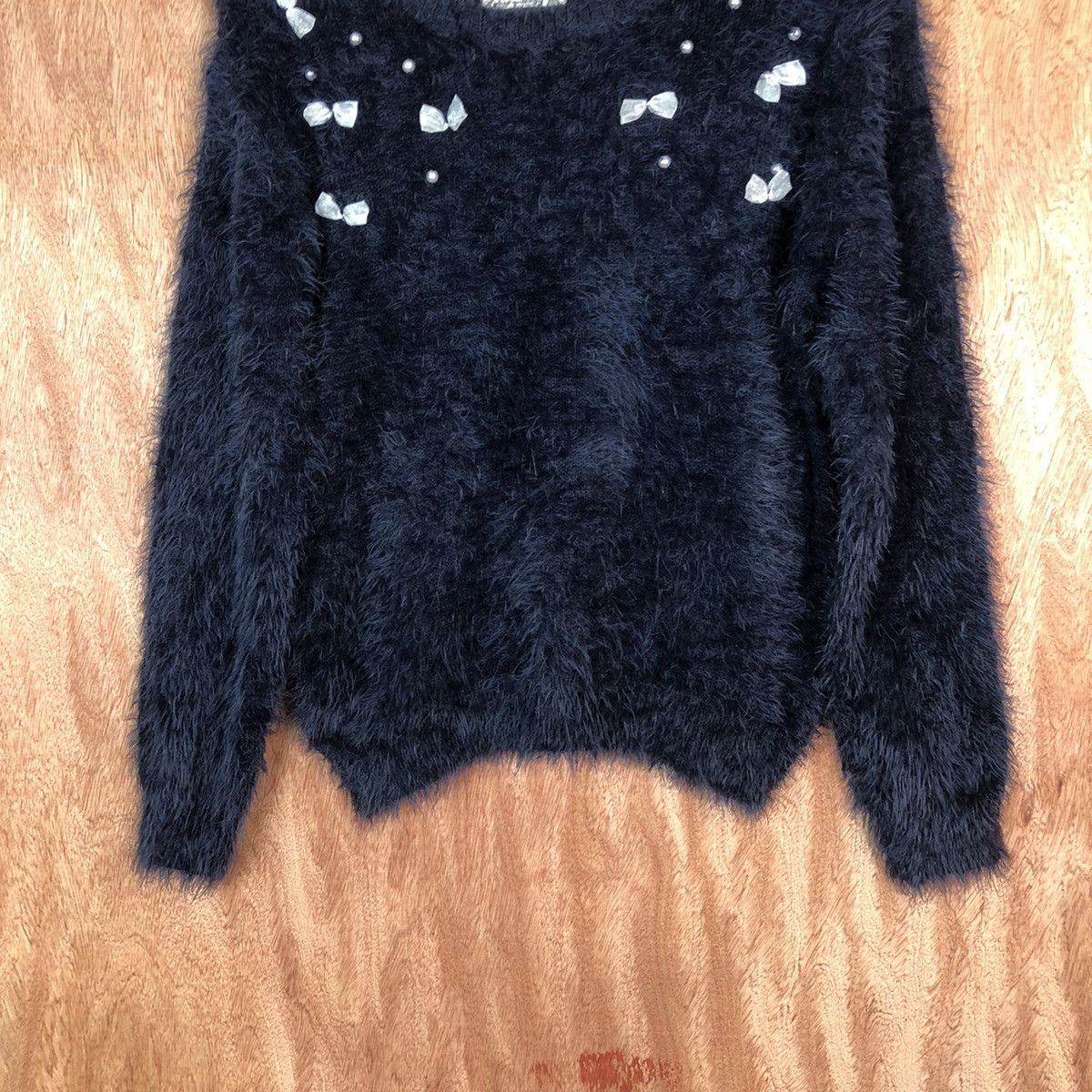 Homespun Knitwear SUE Dark Blue Shag Shaggy Fur Mohair Knitwear #6666 Size S / US 4 / IT 40 - 3 Thumbnail