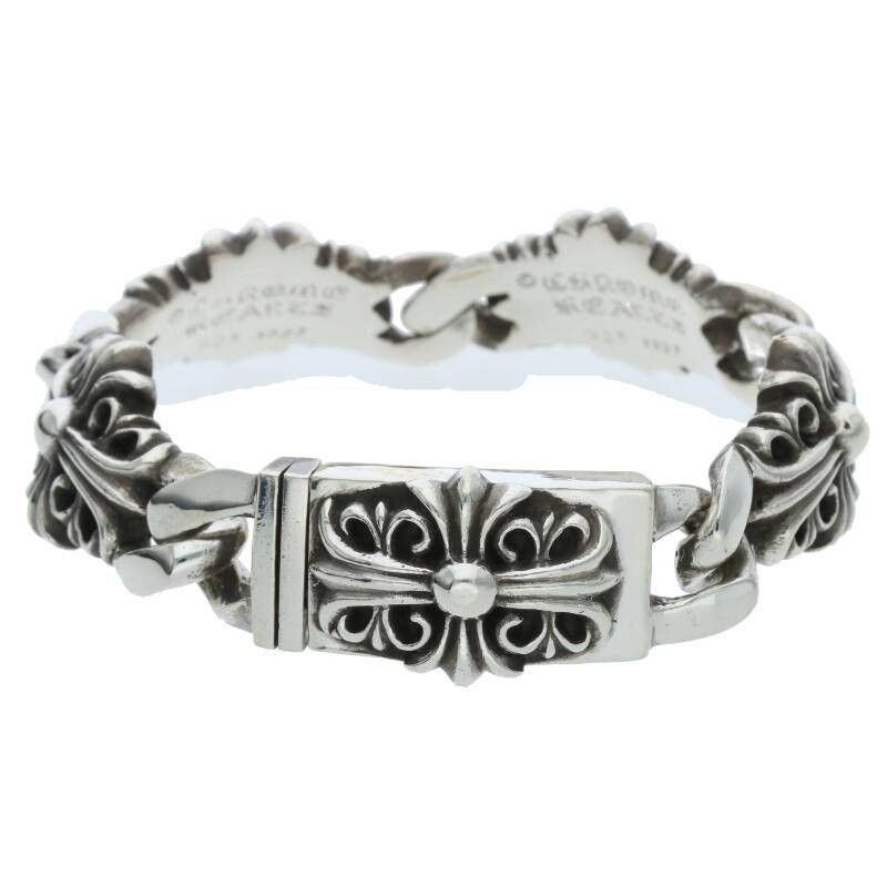 image of Chrome Hearts Plus Link Id Bracelet in Silver, Men's