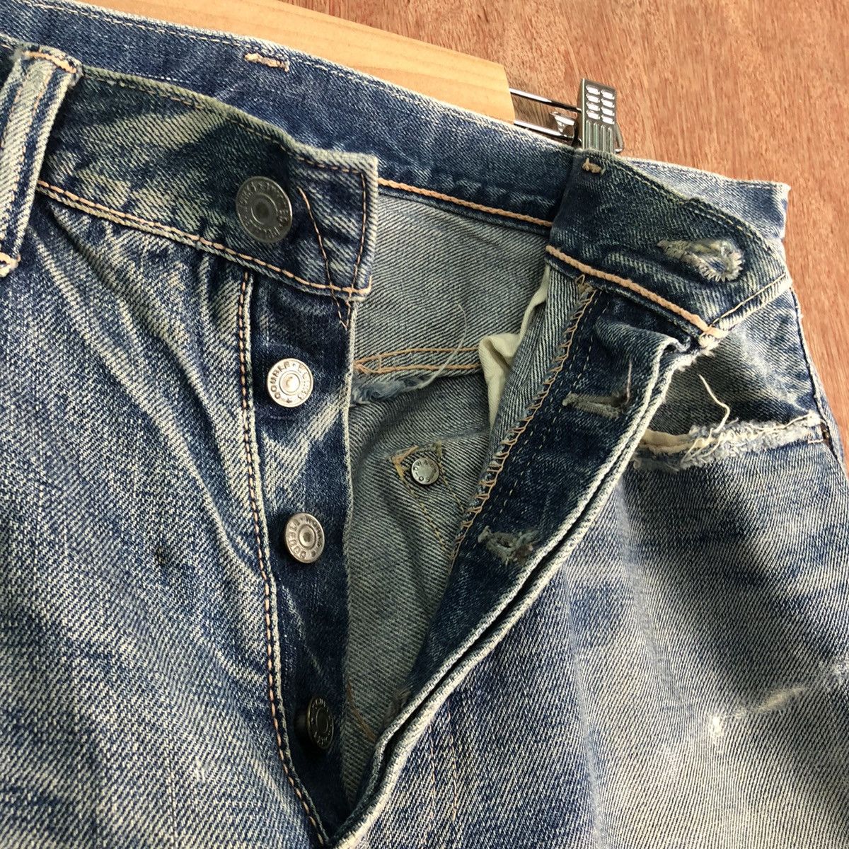 Japanese Brand DLL Vintage Double Work distressed Denim Jeans Pants #c264 Size US 33 - 5 Thumbnail
