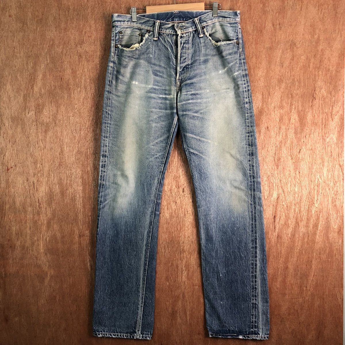 Japanese Brand DLL Vintage Double Work distressed Denim Jeans Pants #c264 Size US 33 - 1 Thumbnail