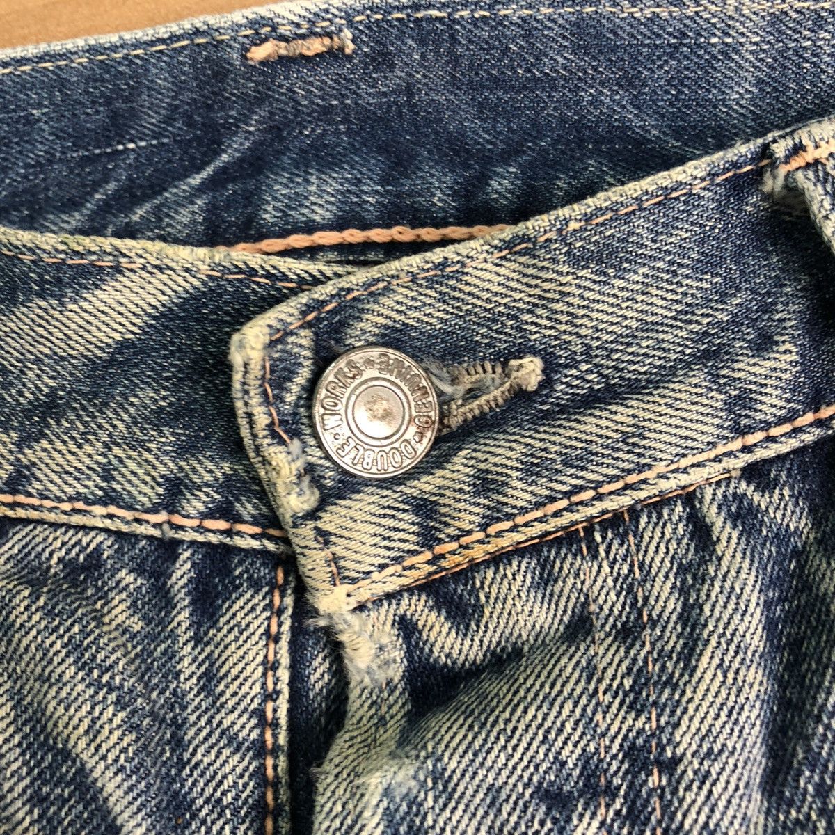 Japanese Brand DLL Vintage Double Work distressed Denim Jeans Pants #c264 Size US 33 - 4 Thumbnail