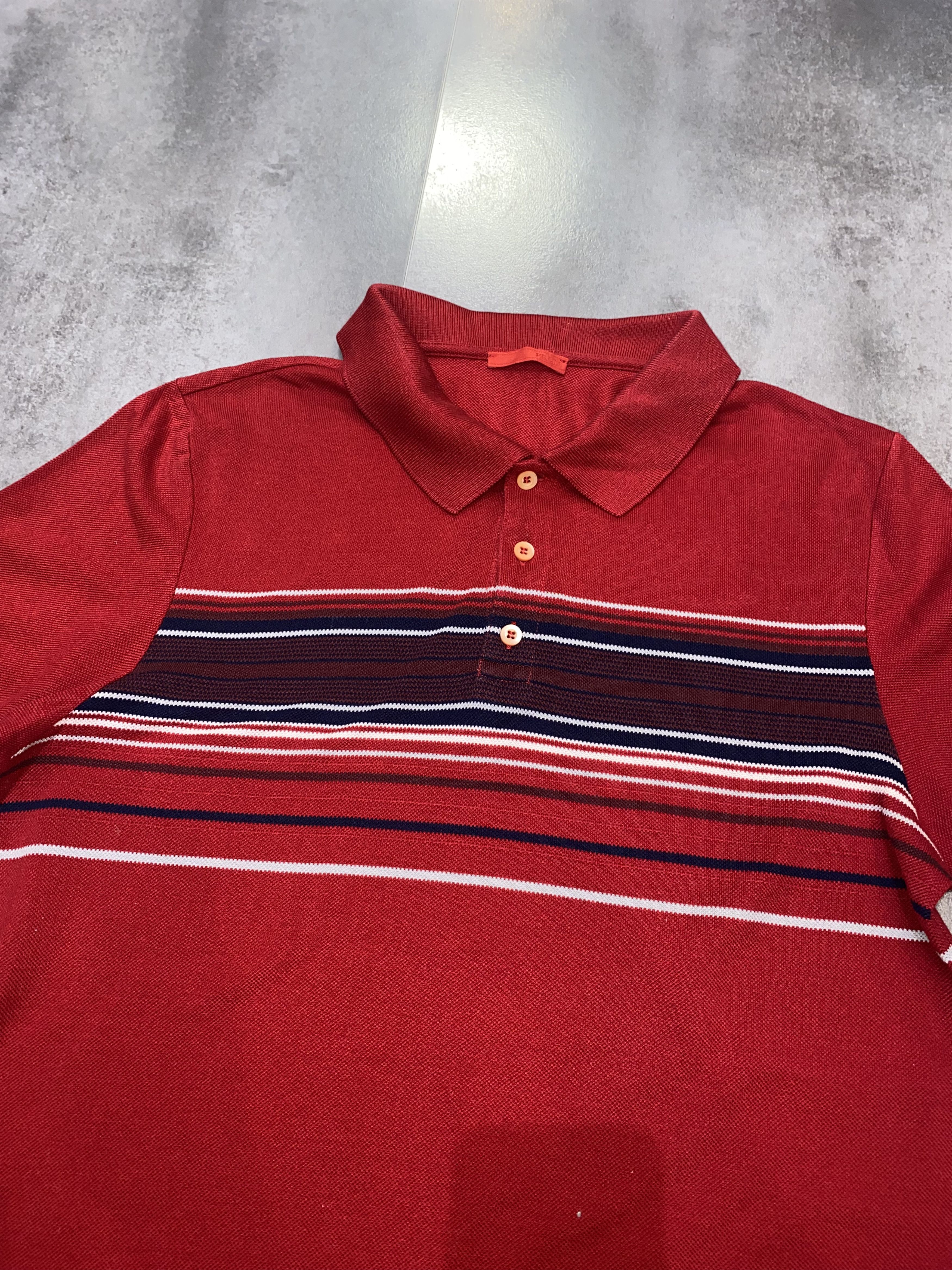Prada SS08 Prada Striped Red Tab Logo Red Polo T-Shirt Size US S / EU 44-46 / 1 - 10 Thumbnail