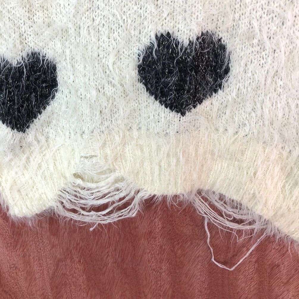 Homespun Knitwear Fink Latte White Shah Shaggy Fur Mohair Knitwear #6660 Size XS / US 0-2 / IT 36-38 - 2 Thumbnail