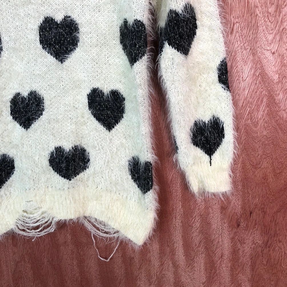 Homespun Knitwear Fink Latte White Shah Shaggy Fur Mohair Knitwear #6660 Size XS / US 0-2 / IT 36-38 - 3 Thumbnail