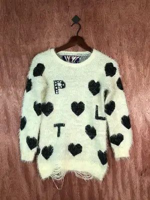 Homespun Knitwear Fink Latte White Shah Shaggy Fur Mohair Knitwear #6660 Size XS / US 0-2 / IT 36-38 - 1 Thumbnail