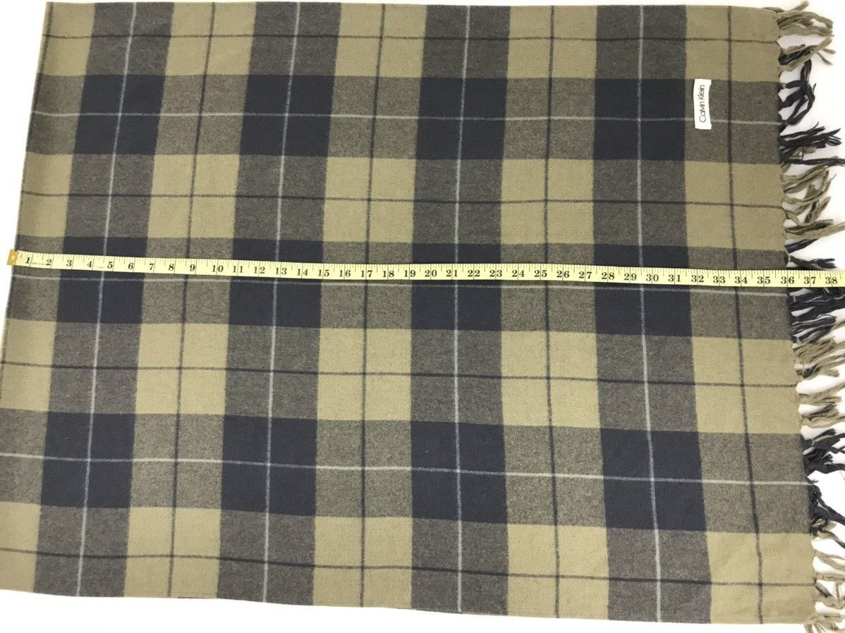 Calvin Klein × Designer Vintage Calvin Klein Plaid Checked Muffler Scarf Pure Wool Size ONE SIZE - 5 Thumbnail