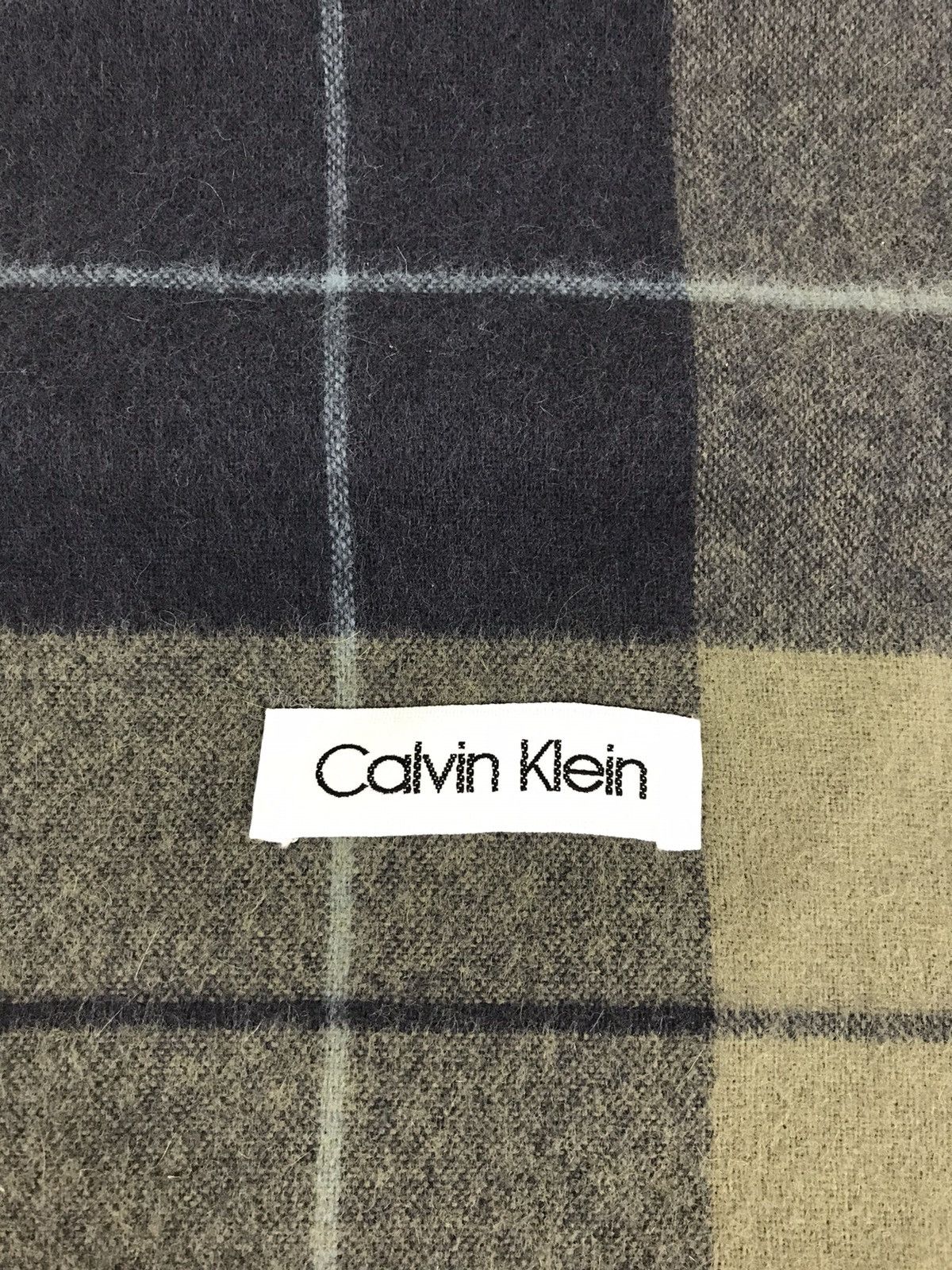 Calvin Klein × Designer Vintage Calvin Klein Plaid Checked Muffler Scarf Pure Wool Size ONE SIZE - 3 Thumbnail