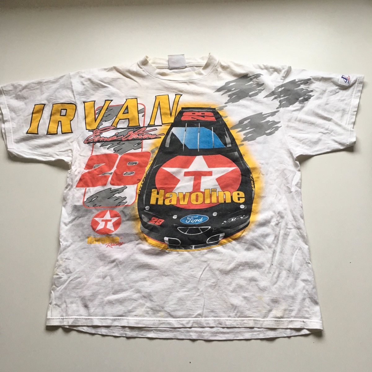NASCAR Vintage 90s Nascar Ernie Ernie Irvan Racing Graphic T Shirt Size US XL / EU 56 / 4 - 1 Thumbnail