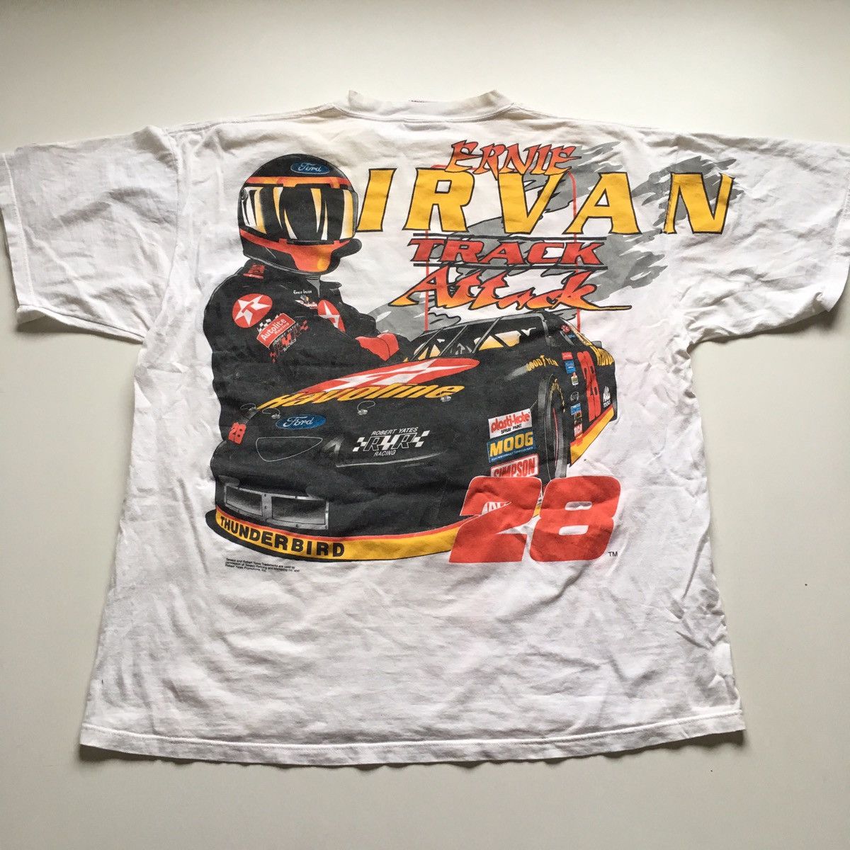 NASCAR Vintage 90s Nascar Ernie Ernie Irvan Racing Graphic T Shirt Size US XL / EU 56 / 4 - 3 Thumbnail