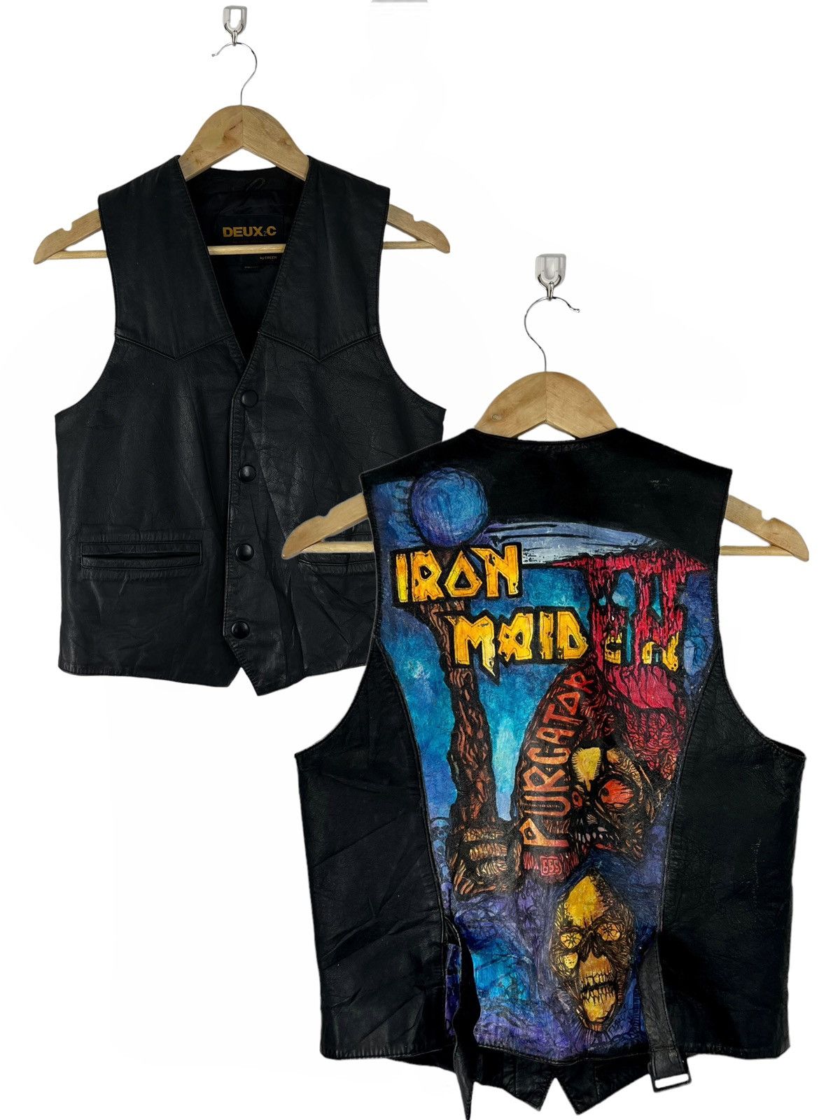 Handmade × Iron Maiden 🔥HOT ITEM🔥 IRON MAIDEN LEATHER VEST WITH ART DESIGN HANDMADE Size US S / EU 44-46 / 1 - 2 Thumbnail