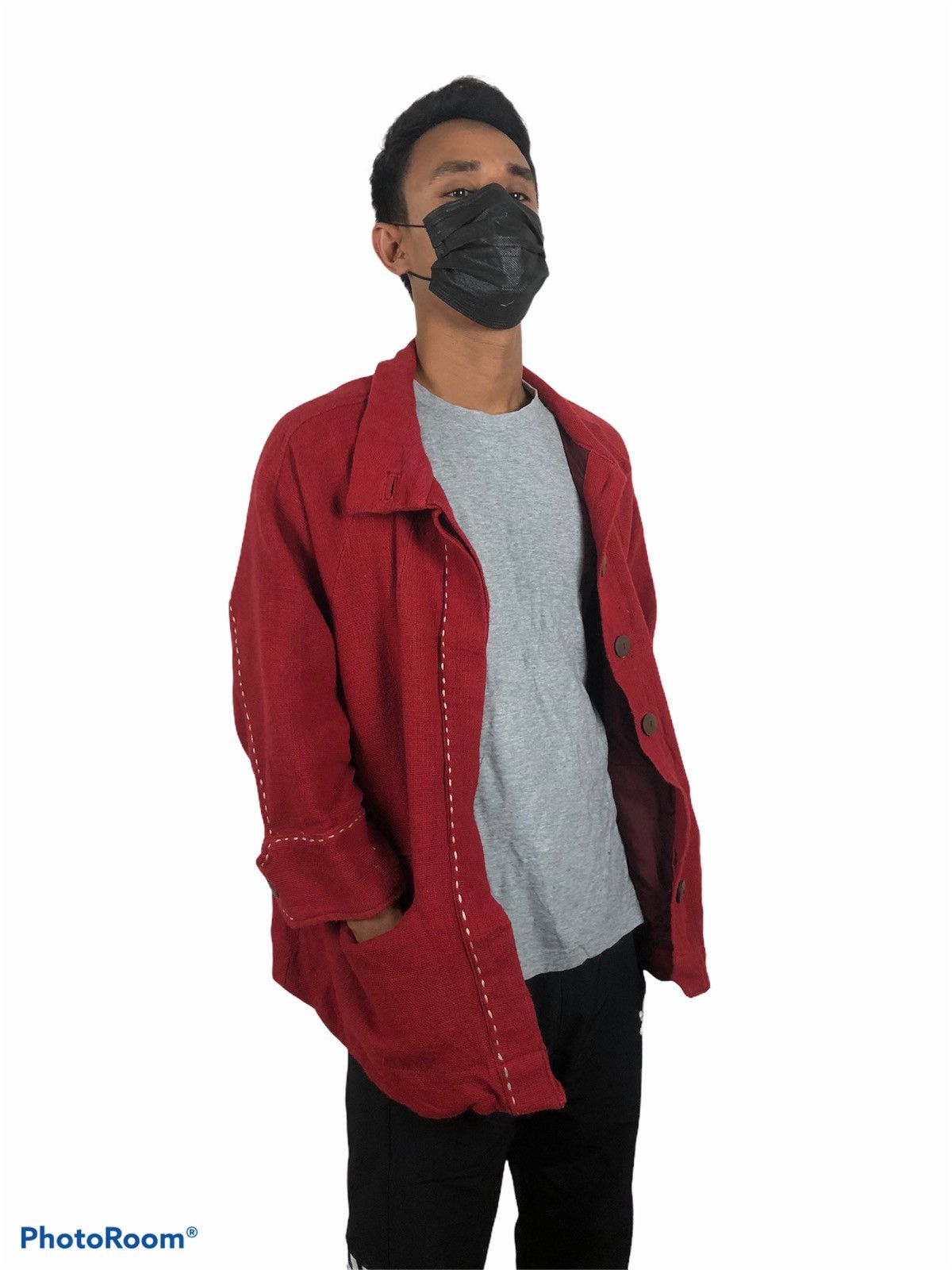 Japanese Brand × United Bamboo × Vintage Bamboo United Handcraft Red Sackcloth Jacket Size US M / EU 48-50 / 2 - 5 Thumbnail