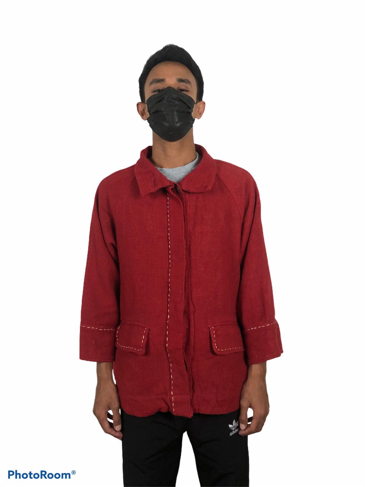 Japanese Brand × United Bamboo × Vintage Bamboo United Handcraft Red Sackcloth Jacket Size US M / EU 48-50 / 2 - 6 Thumbnail