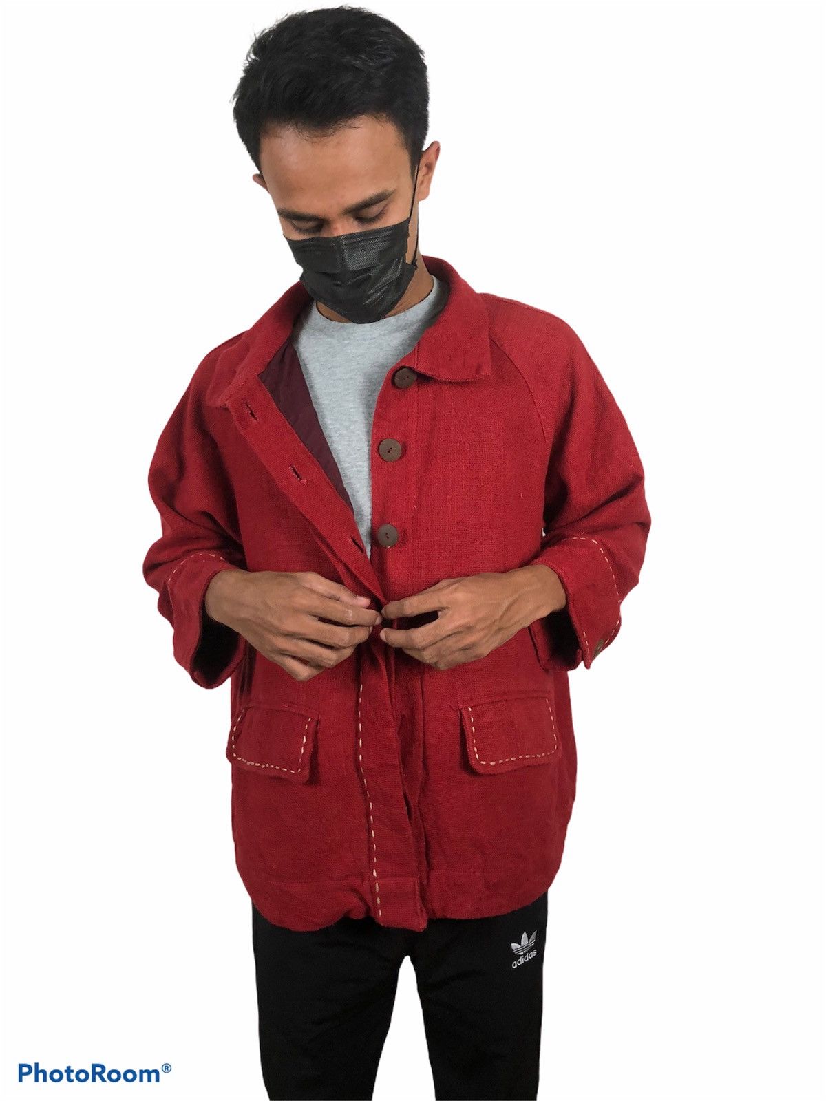 Japanese Brand × United Bamboo × Vintage Bamboo United Handcraft Red Sackcloth Jacket Size US M / EU 48-50 / 2 - 2 Thumbnail