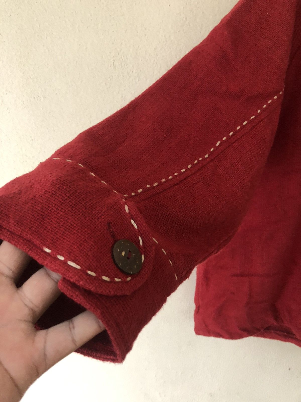Japanese Brand × United Bamboo × Vintage Bamboo United Handcraft Red Sackcloth Jacket Size US M / EU 48-50 / 2 - 16 Thumbnail