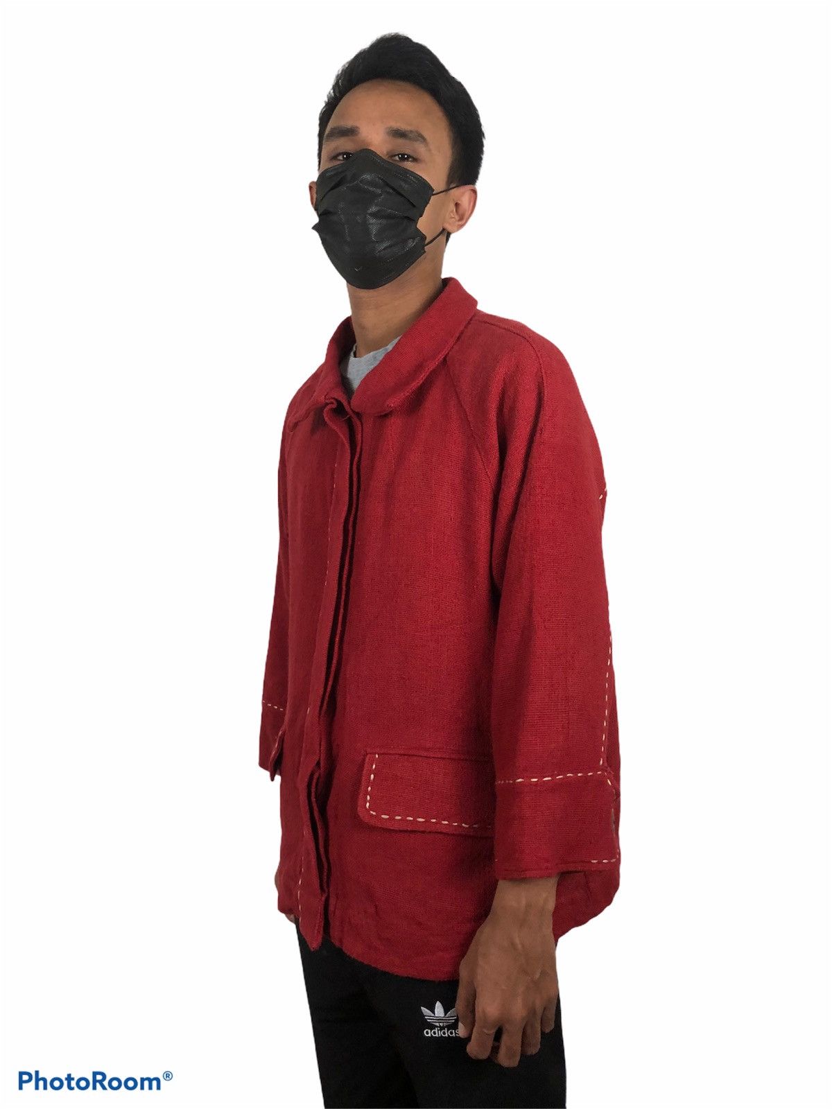 Japanese Brand × United Bamboo × Vintage Bamboo United Handcraft Red Sackcloth Jacket Size US M / EU 48-50 / 2 - 7 Thumbnail