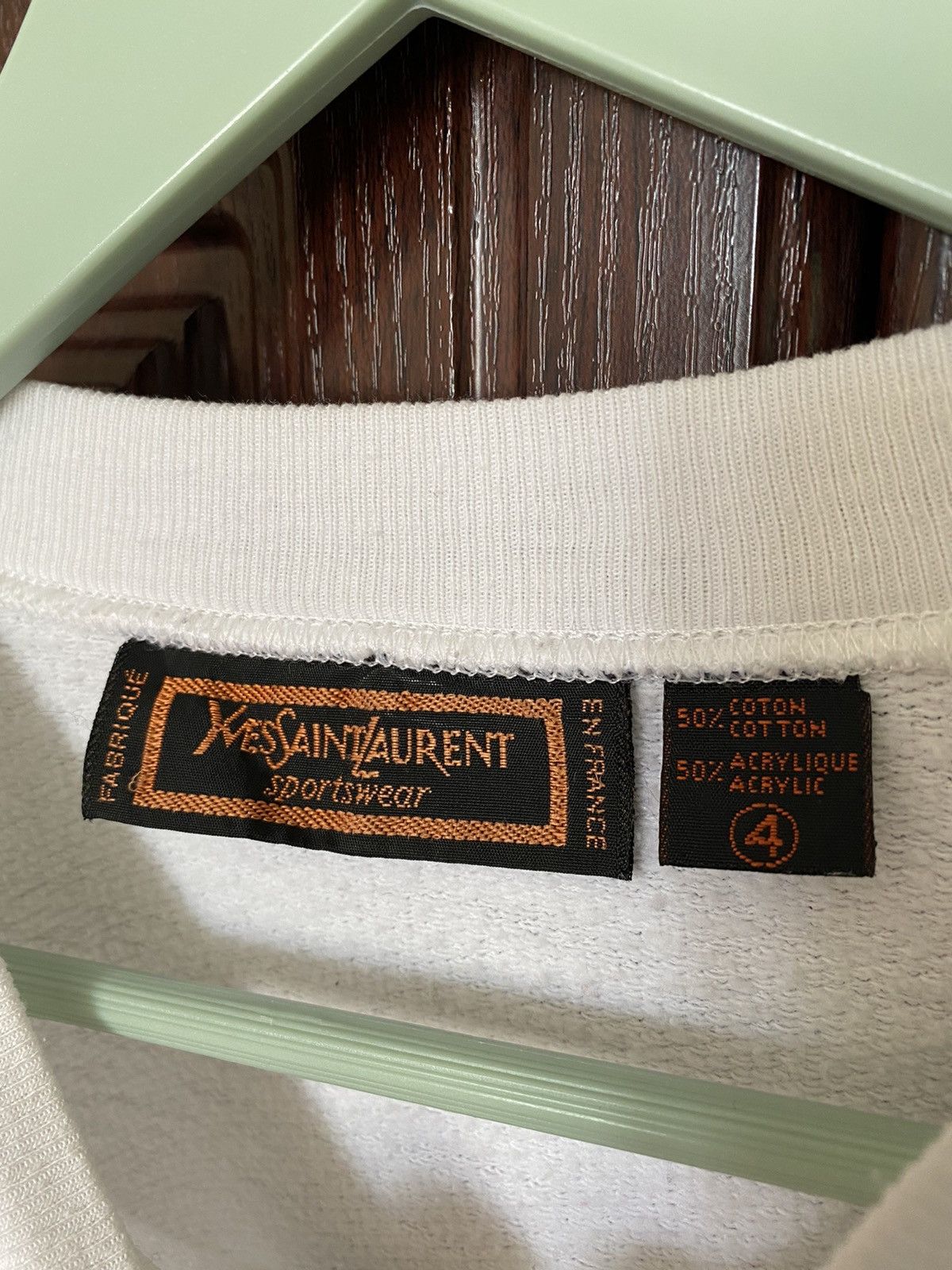 Yves Saint Laurent Vintage Yves Saint Laurent White Logo Sweatshirt Burberry Size US L / EU 52-54 / 3 - 7 Thumbnail