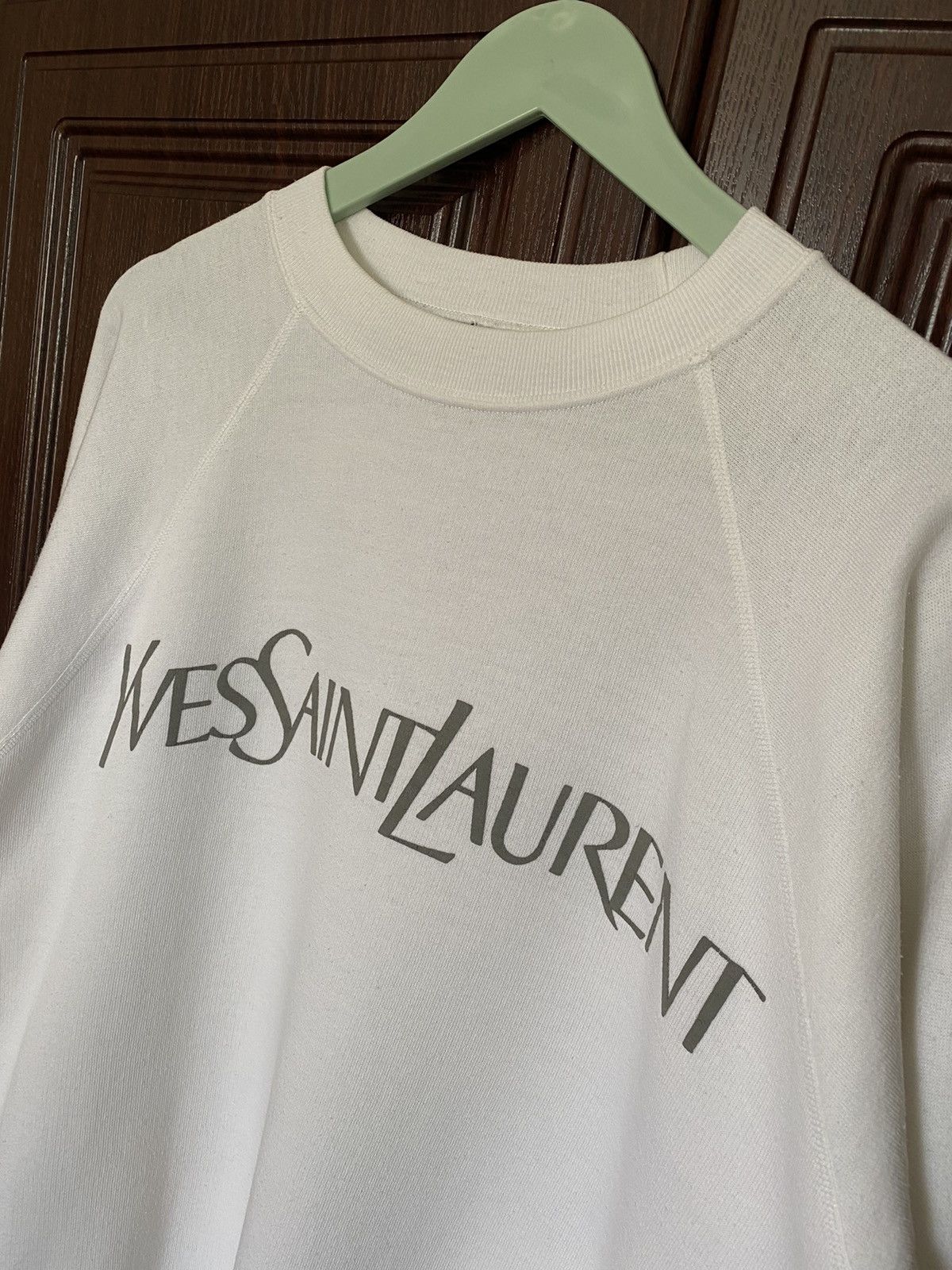 Yves Saint Laurent Vintage Yves Saint Laurent White Logo Sweatshirt Burberry Size US L / EU 52-54 / 3 - 2 Thumbnail